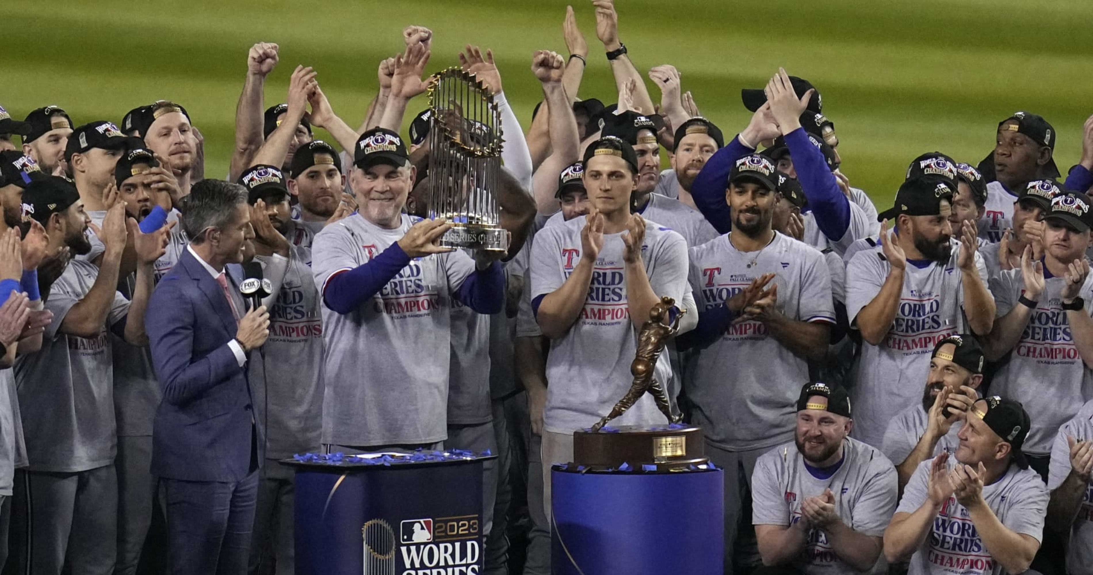 Video: Bruce Bochy Says Rangers 'Just Wrote History' During World Series Celebration