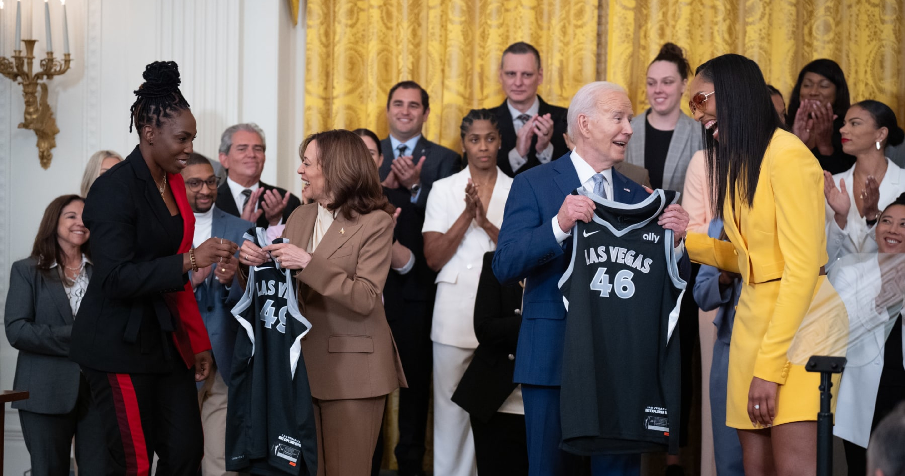 Video: A'ja Wilson, Aces Visit Joe Biden's White House to Celebrate ...