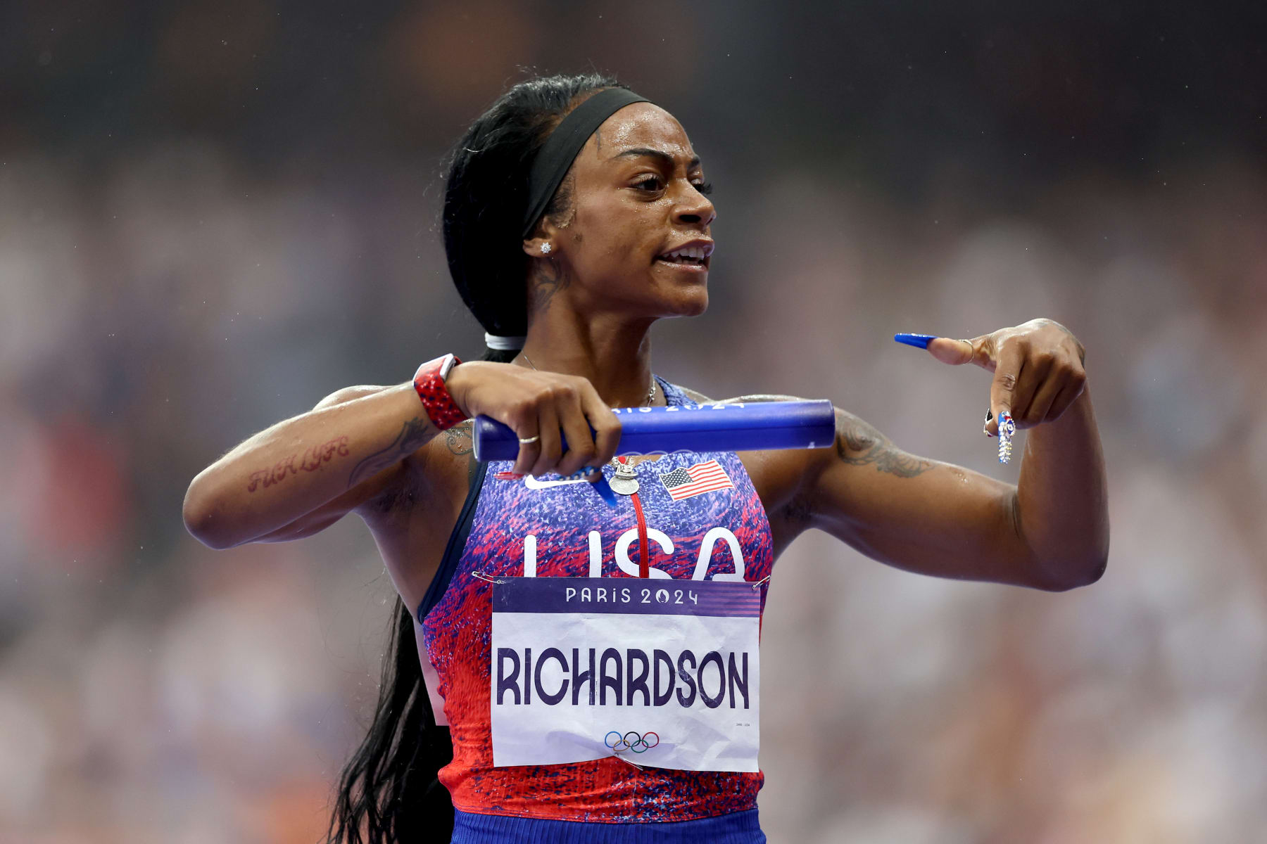 Sha'Carri Richardson Stares Down Field in Viral Video from USA's 4x100m