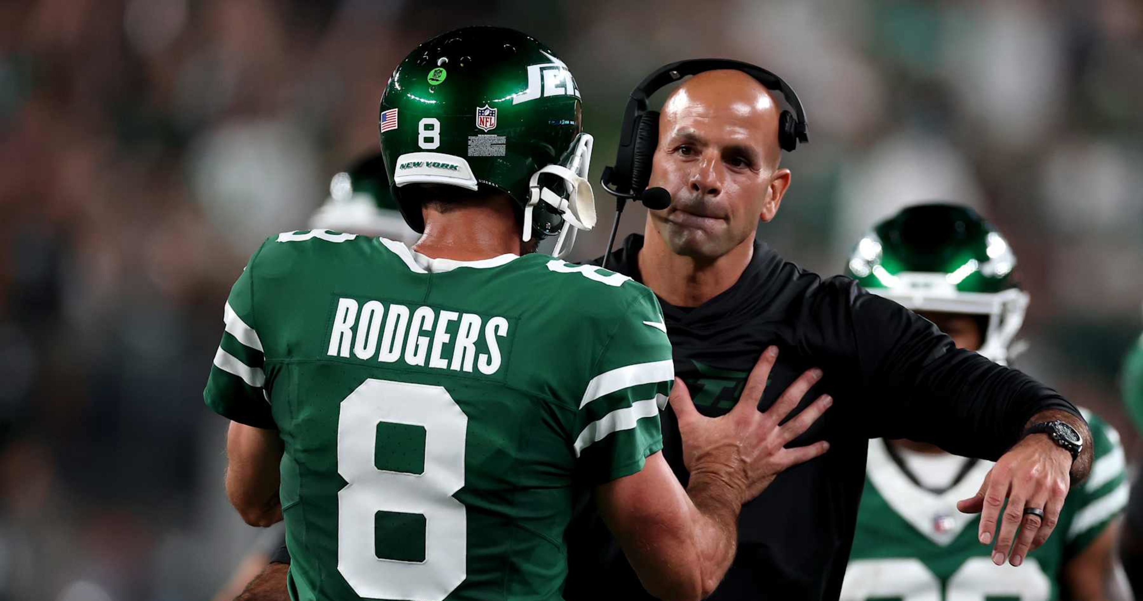 Robert Saleh Explains Viral Video of Aaron Rodgers 'Awkward Hug' Moment ...