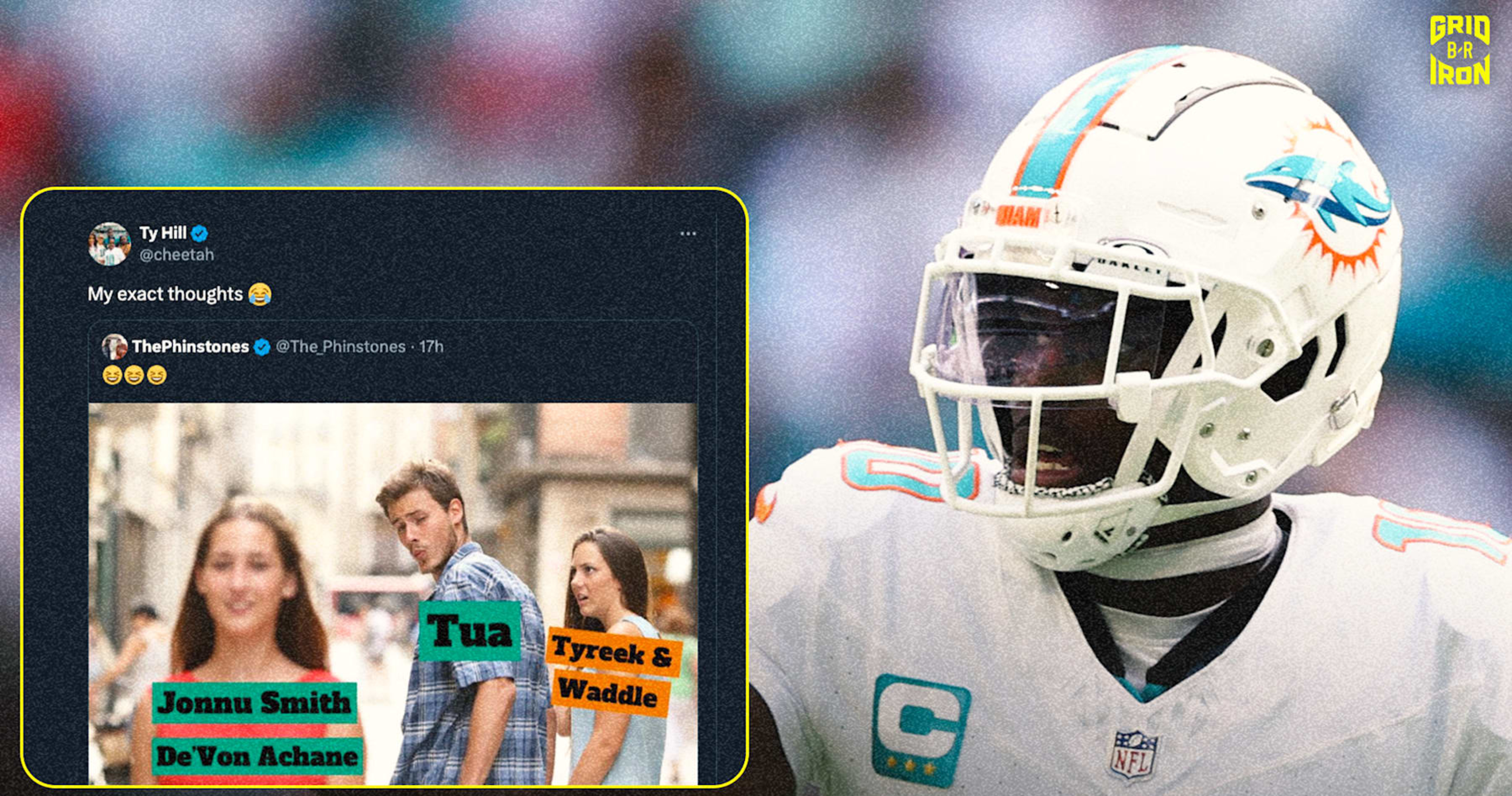 Dolphins' Tyreek Hill Jokes About Viral Meme of Tua, Jaylen Waddle ...