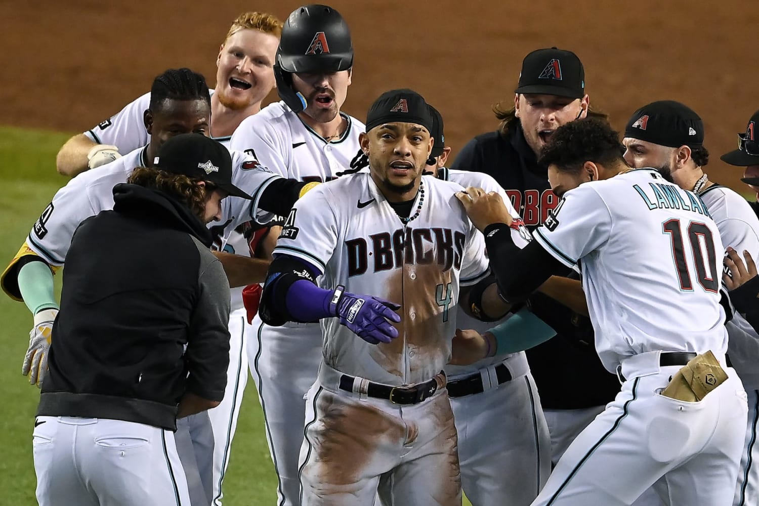 The Legends Race of Arizona Diamondbacks legends, from left to