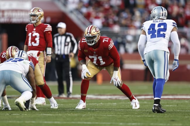 49ers' Trent Williams OK after getting hurt, but injury exposes