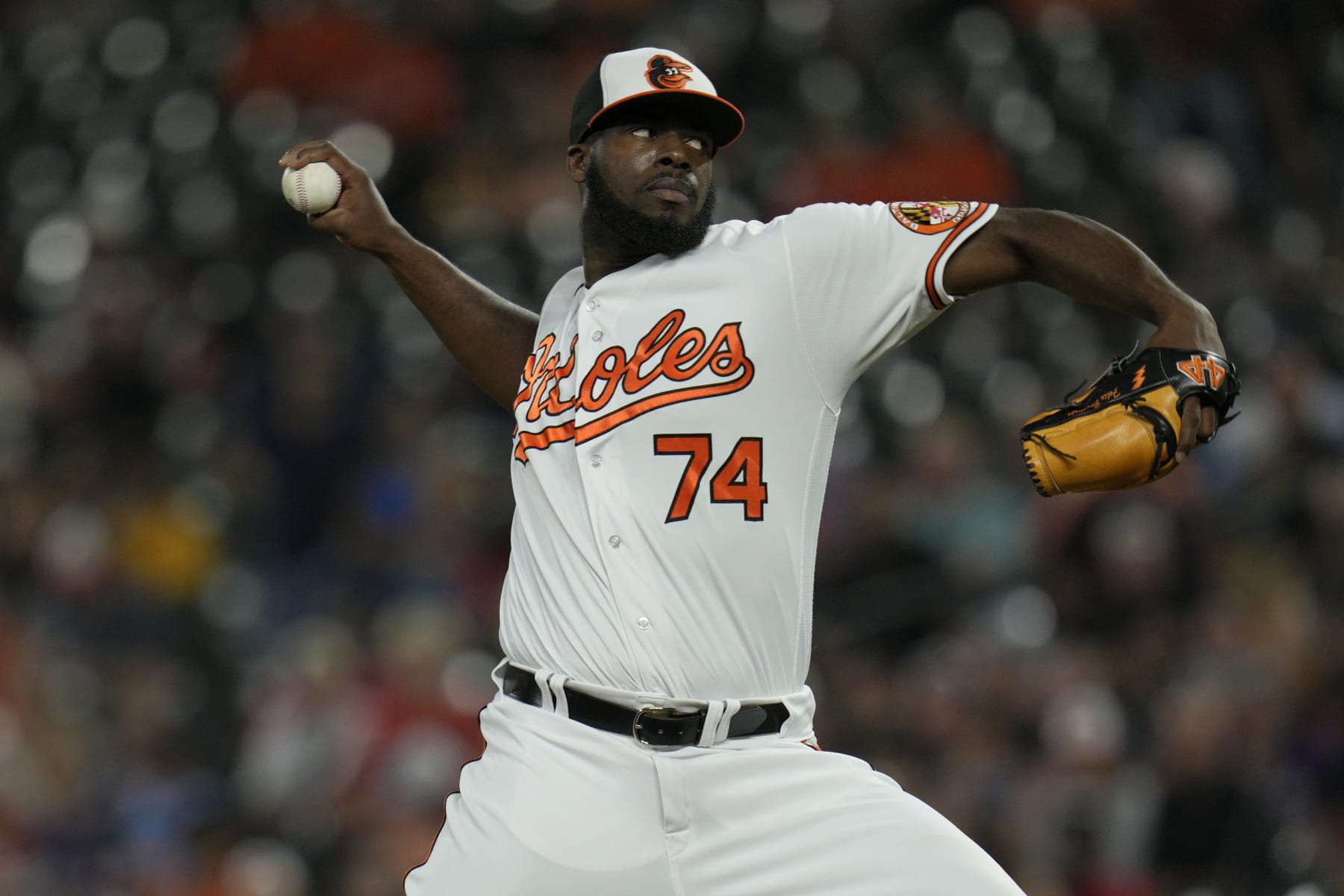 BALTIMORE, MARYLAND - AUGUST 24: Felix Bautista #74 of the Baltimore Orioles pitches against the Toronto Blue Jays during the ninth inning at Oriole Park at Camden Yards on August 24, 2023 in Baltimore, Maryland. (Photo by Jess Rapfogel/Getty Images)