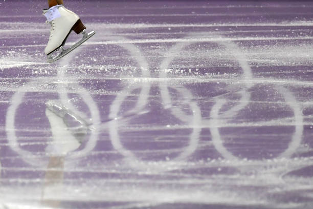 TOPSHOT - Close up of USA's Mirai Nagasu skate as she competes in the women's single skating free skating of the figure skating event during the Pyeongchang 2018 Winter Olympic Games at the Gangneung Ice Arena in Gangneung on February 23, 2018. / AFP PHOTO / Kirill KUDRYAVTSEV        (Photo credit should read KIRILL KUDRYAVTSEV/AFP via Getty Images)