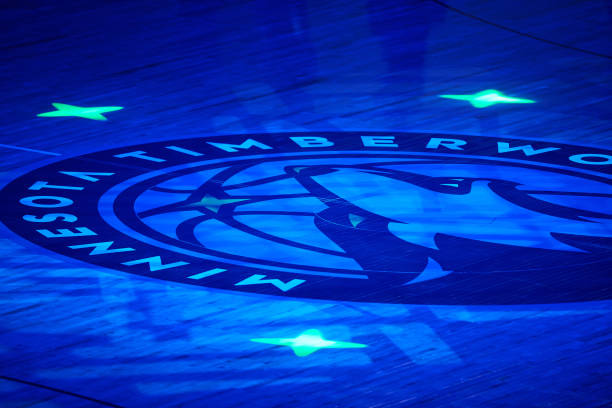 MINNEAPOLIS, MINNESOTA - MARCH 26: The center court logo at Target Center is seen before the game between the Minnesota Timberwolves and the Houston Rockets on March 26, 2021 in Minneapolis, Minnesota. The Timberwolves defeated the Rockets 107-101. NOTE TO USER: User expressly acknowledges and agrees that, by downloading and or using this Photograph, user is consenting to the terms and conditions of the Getty Images License Agreement (Photo by Hannah Foslien/Getty Images)