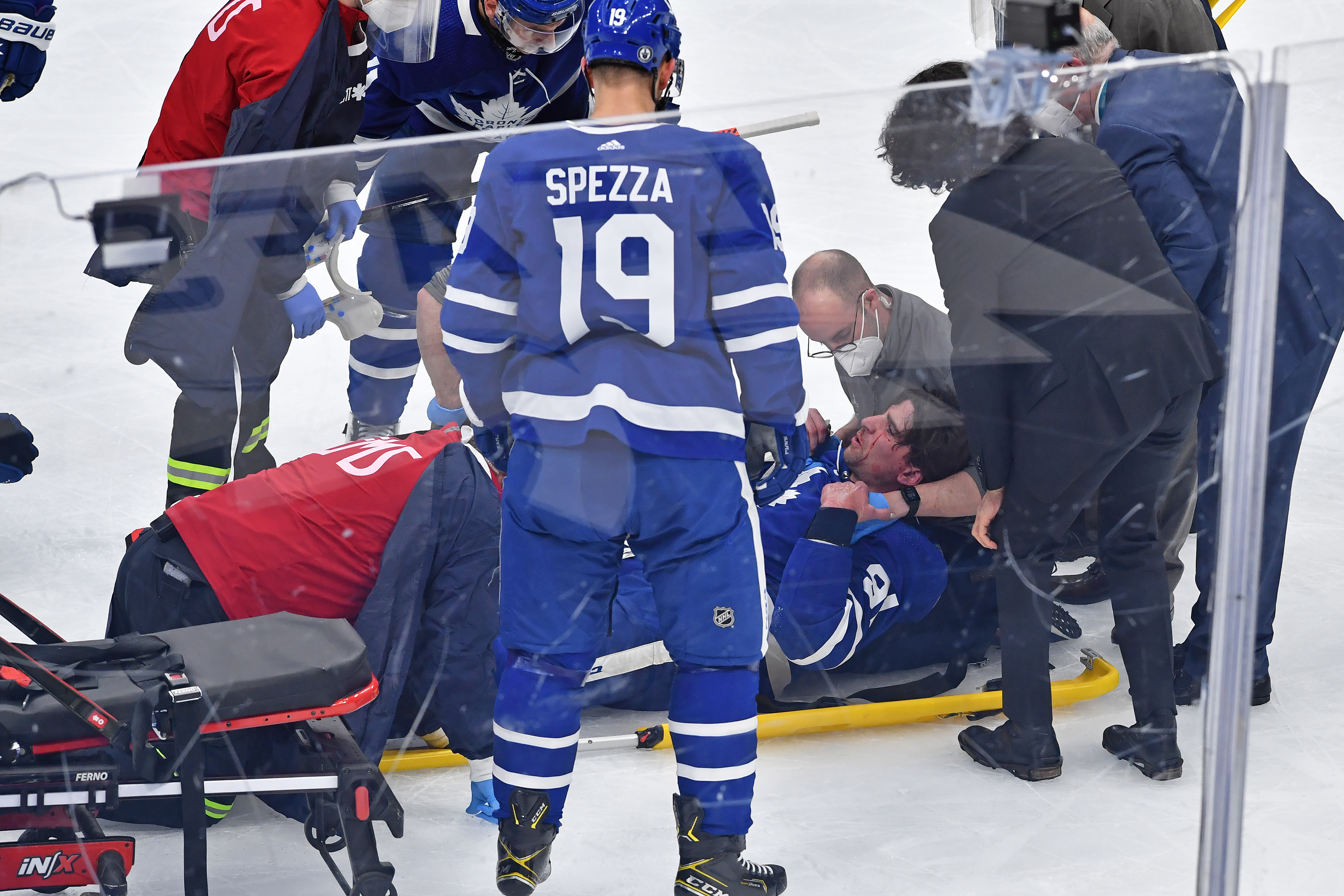 NHL: Toronto Maple Leafs captain John Tavares stretchered off ice after  scary collision, Corey Perry, Ben Chiarot