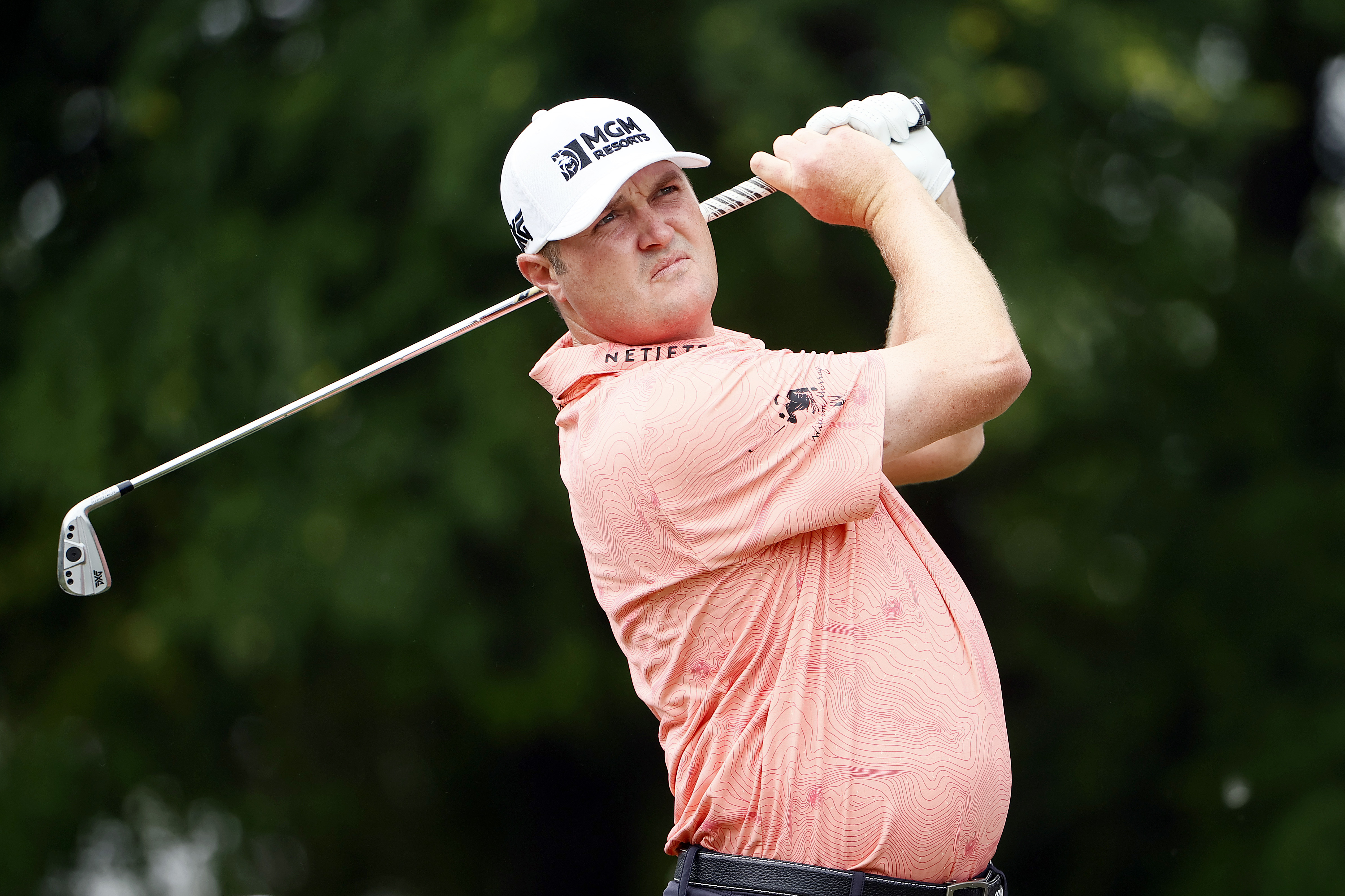 FORT WORTH, TEXAS - MAY 30: Jason Kokrak hits his tee shot on the ninth hole during the final round of the Charles Schwab Challenge at Colonial Country Club on May 30, 2021 in Fort Worth, Texas. (Photo by Tom Pennington/Getty Images)