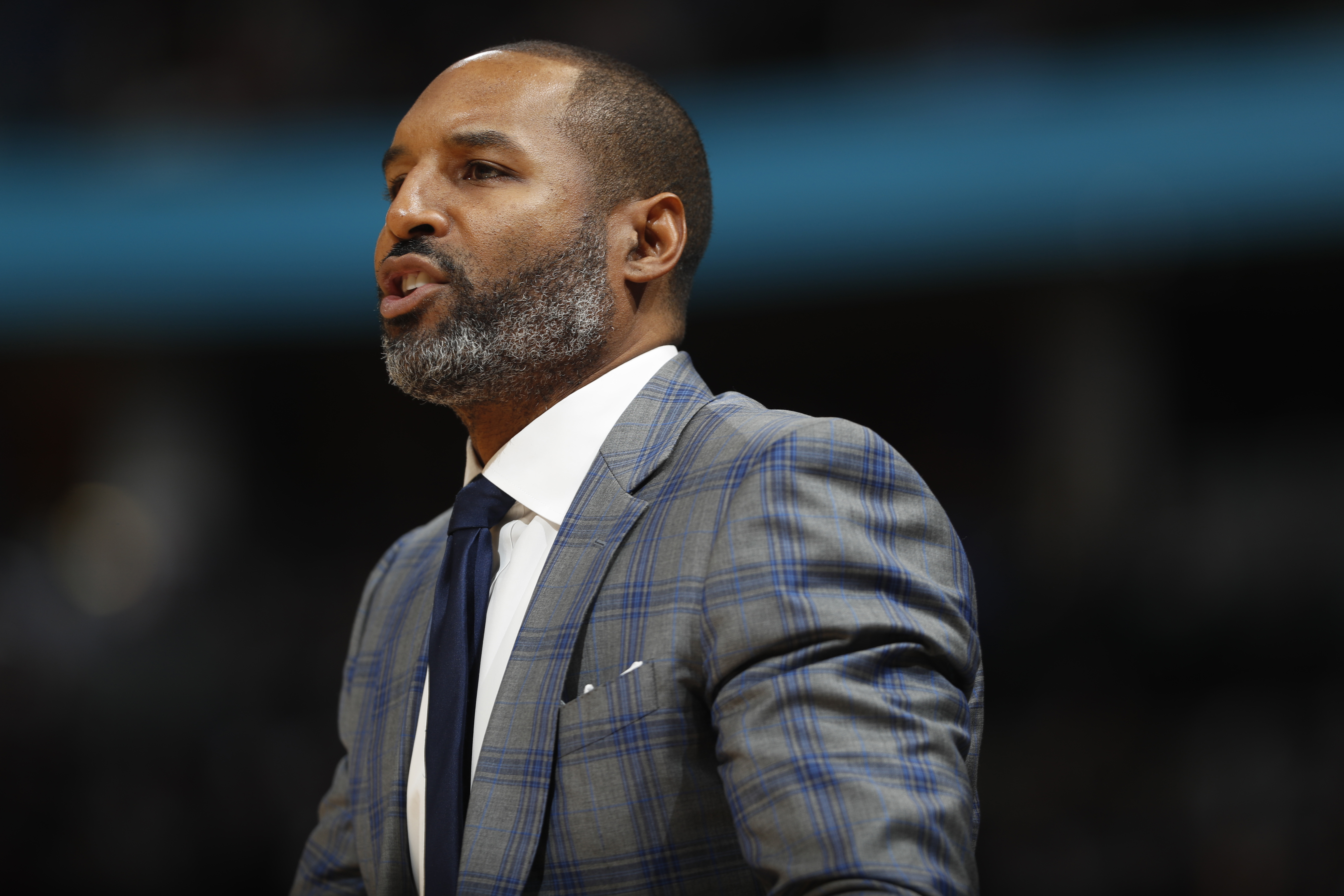 Minnesota Timberwolves assistant head coach David Vanterpool in the second half of an NBA basketball game Friday, Dec. 20, 2019, in Denver. The Nuggets won 109-100. (AP Photo/David Zalubowski)