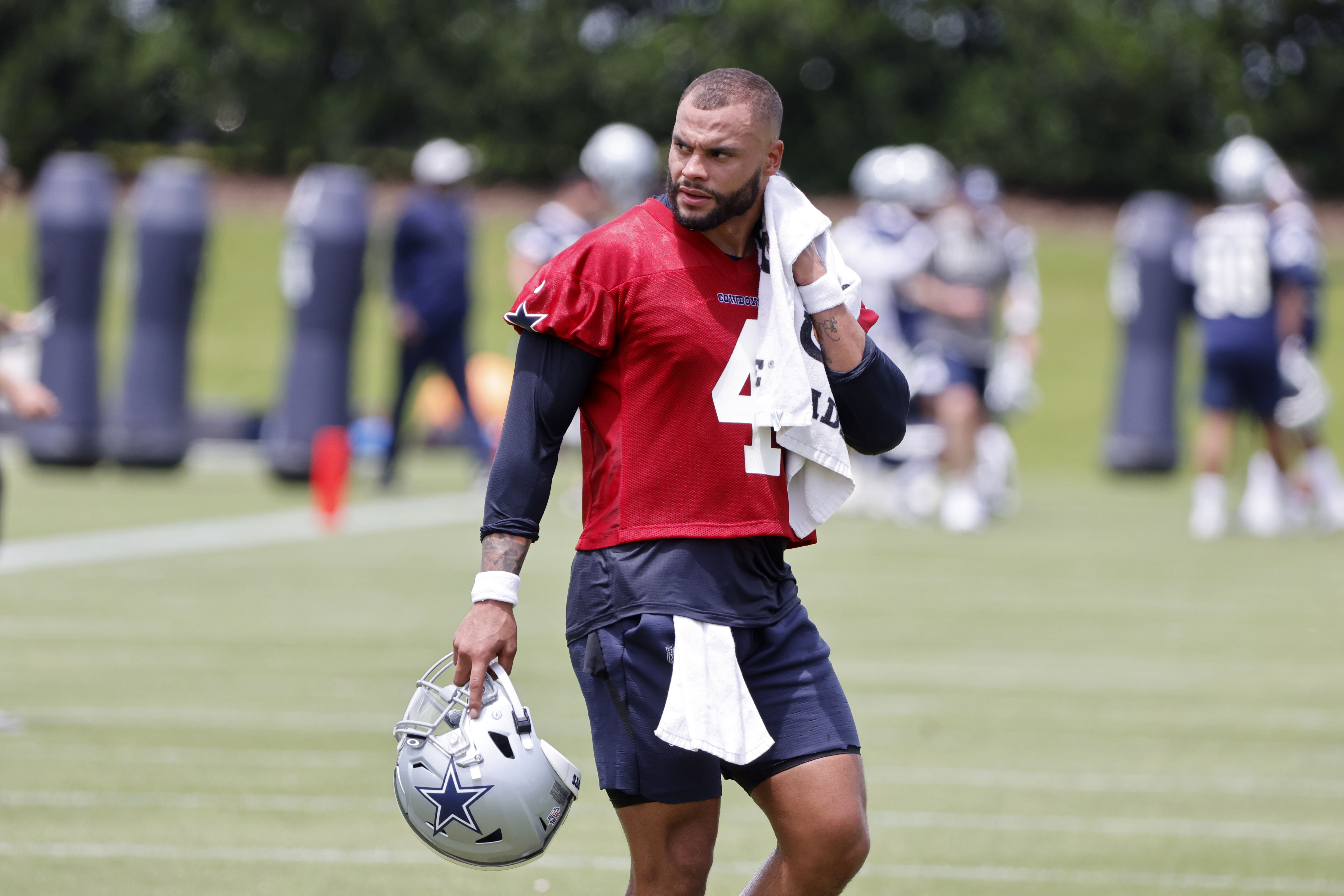 Photos: Dak Prescott connects with new QB Andy Dalton, and more on Day 2 of  Cowboys training camp