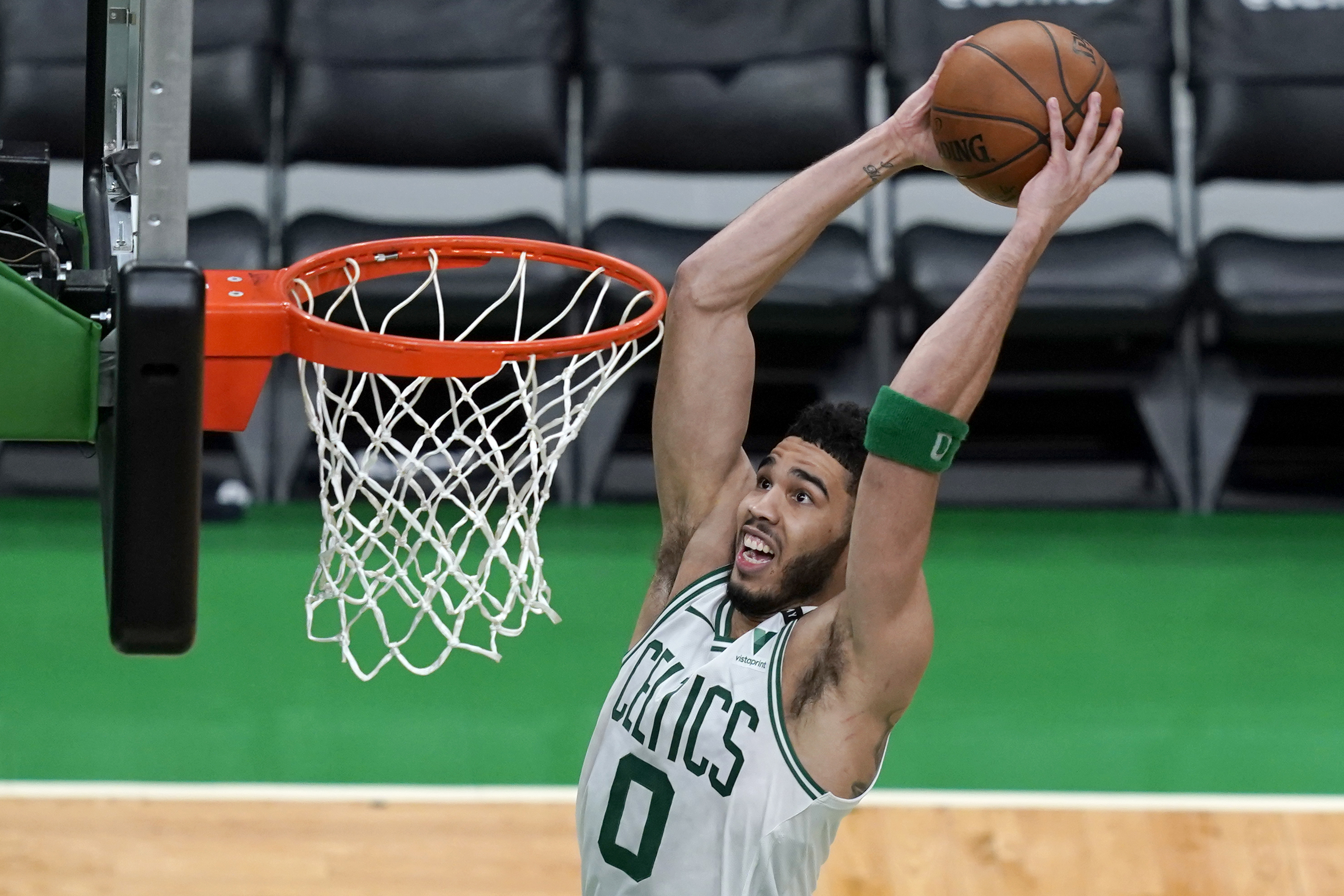 This photo of Jayson Tatum's massive dunk on Giannis Antetokounmpo