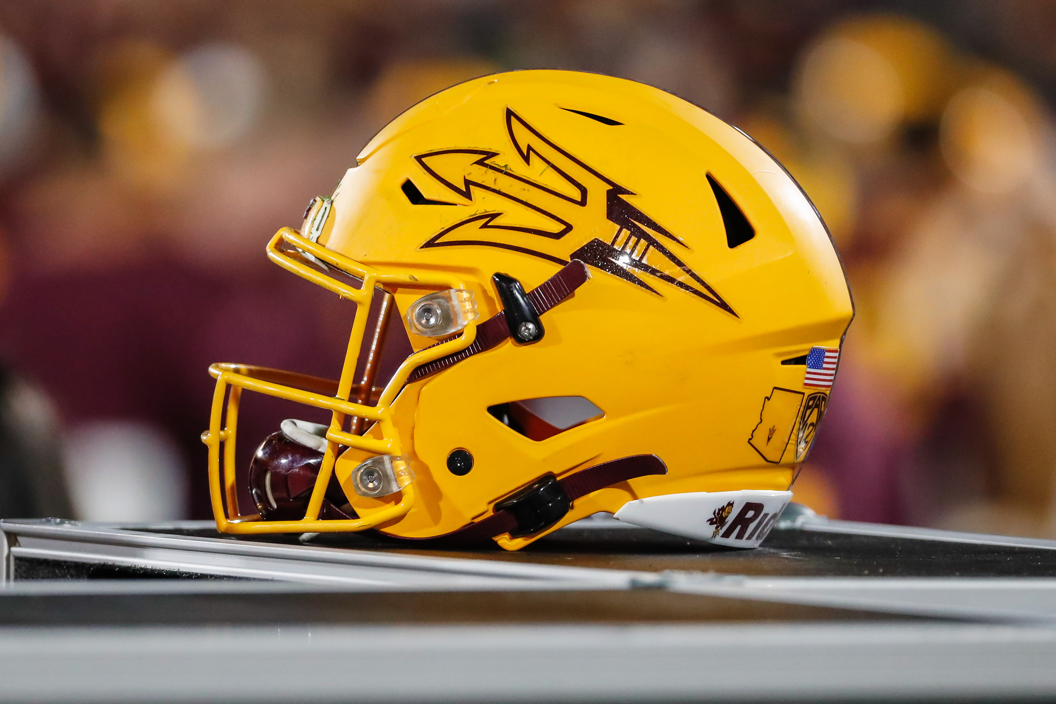 TEMPE, AZ - NOVEMBER 23: An Arizona State Sun Devils helmet during the college football game between the Oregon Ducks and the Arizona State Sun Devils on November 23, 2019 at Sun Devil Stadium in Tempe, Arizona. (Photo by Kevin Abele/Icon Sportswire via Getty Images)