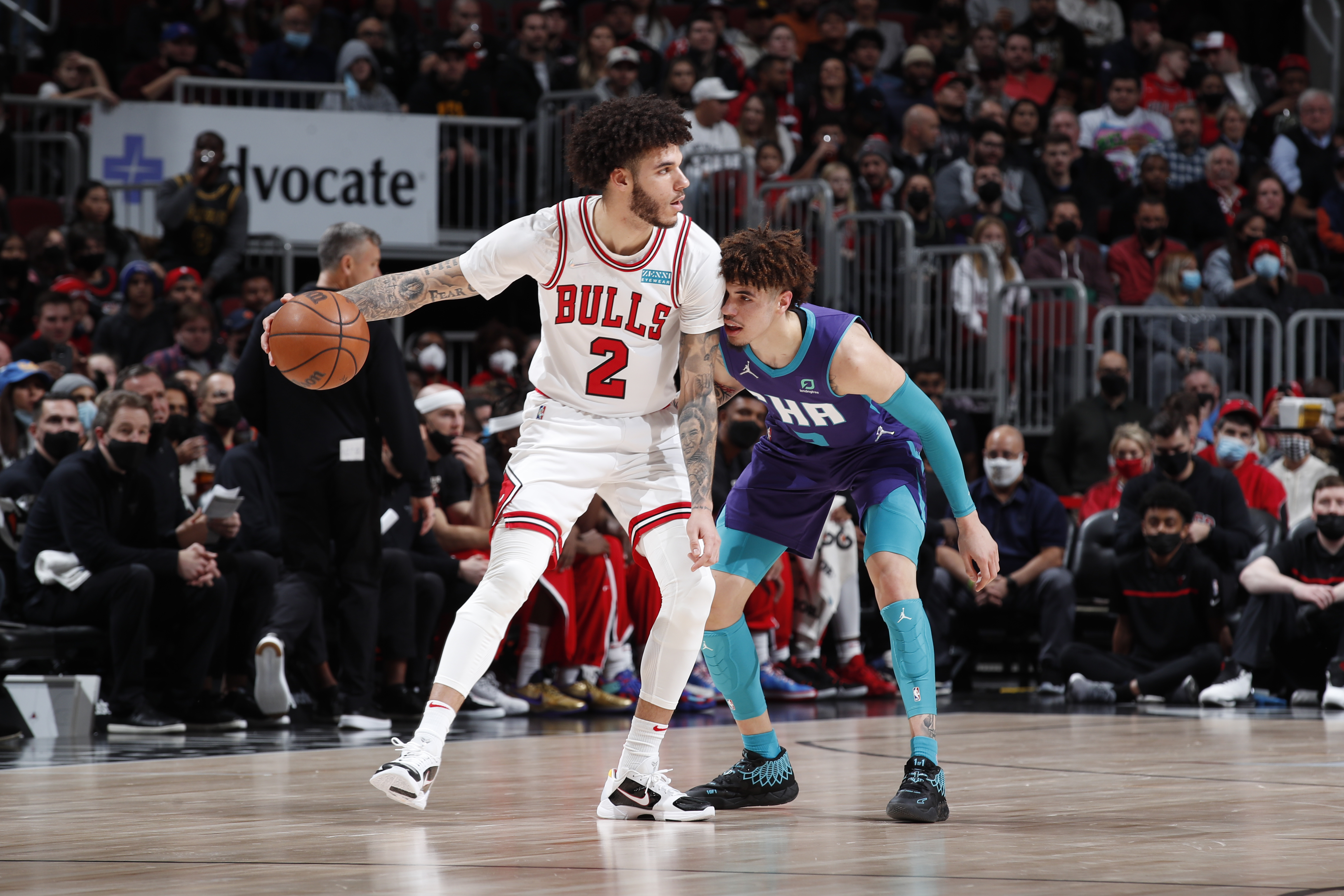 Charlotte Hornets LaMelo Ball and Chicago Bulls Lonzo Photograph