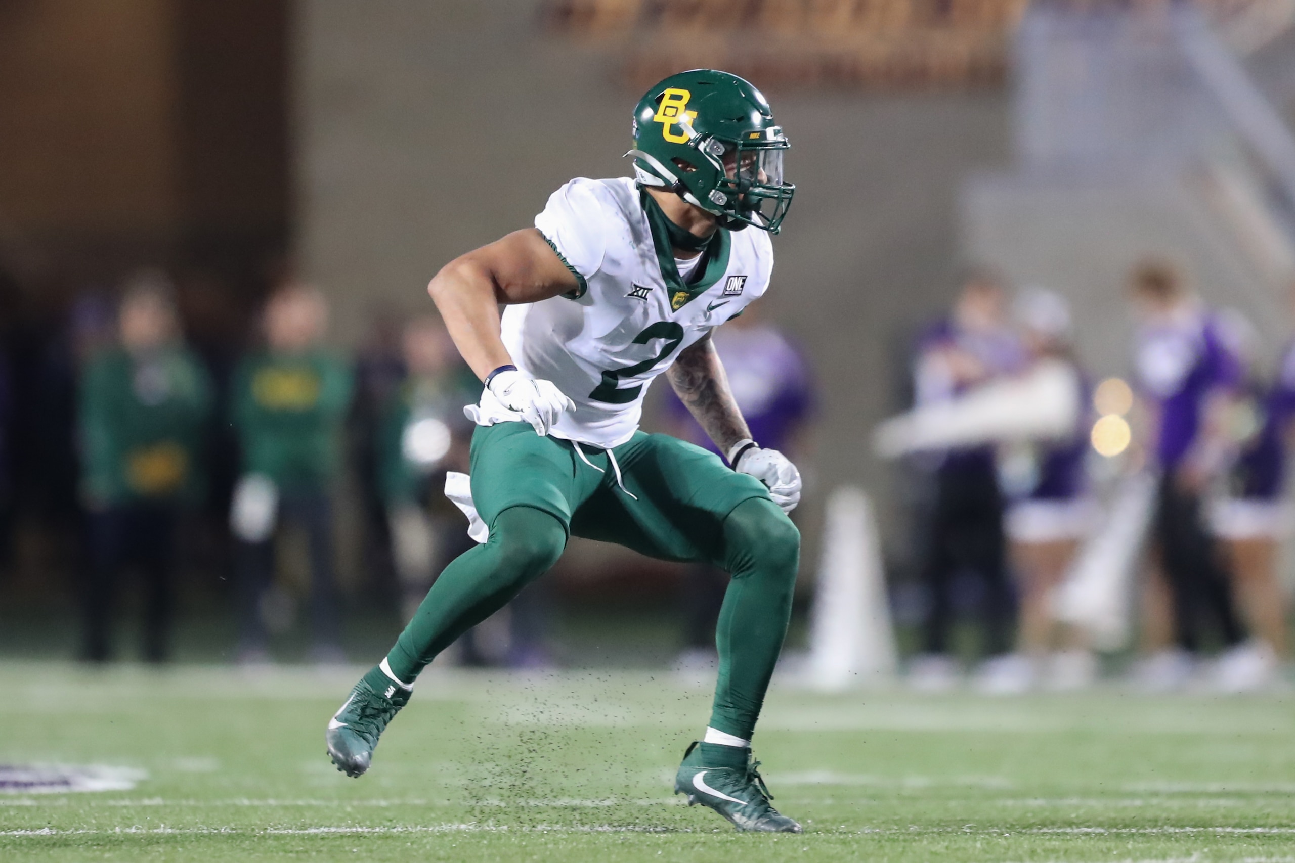 MANHATTAN, KS - NOVEMBER 20: Baylor Bears linebacker Terrel Bernard (2) during a Big 12 football game between the Baylor Bears and Kansas State Wildcats on Nov 20, 2021 at Bill Snyder Family Stadium in Manhattan, KS. (Photo by Scott Winters/Icon Sportswire via Getty Images)