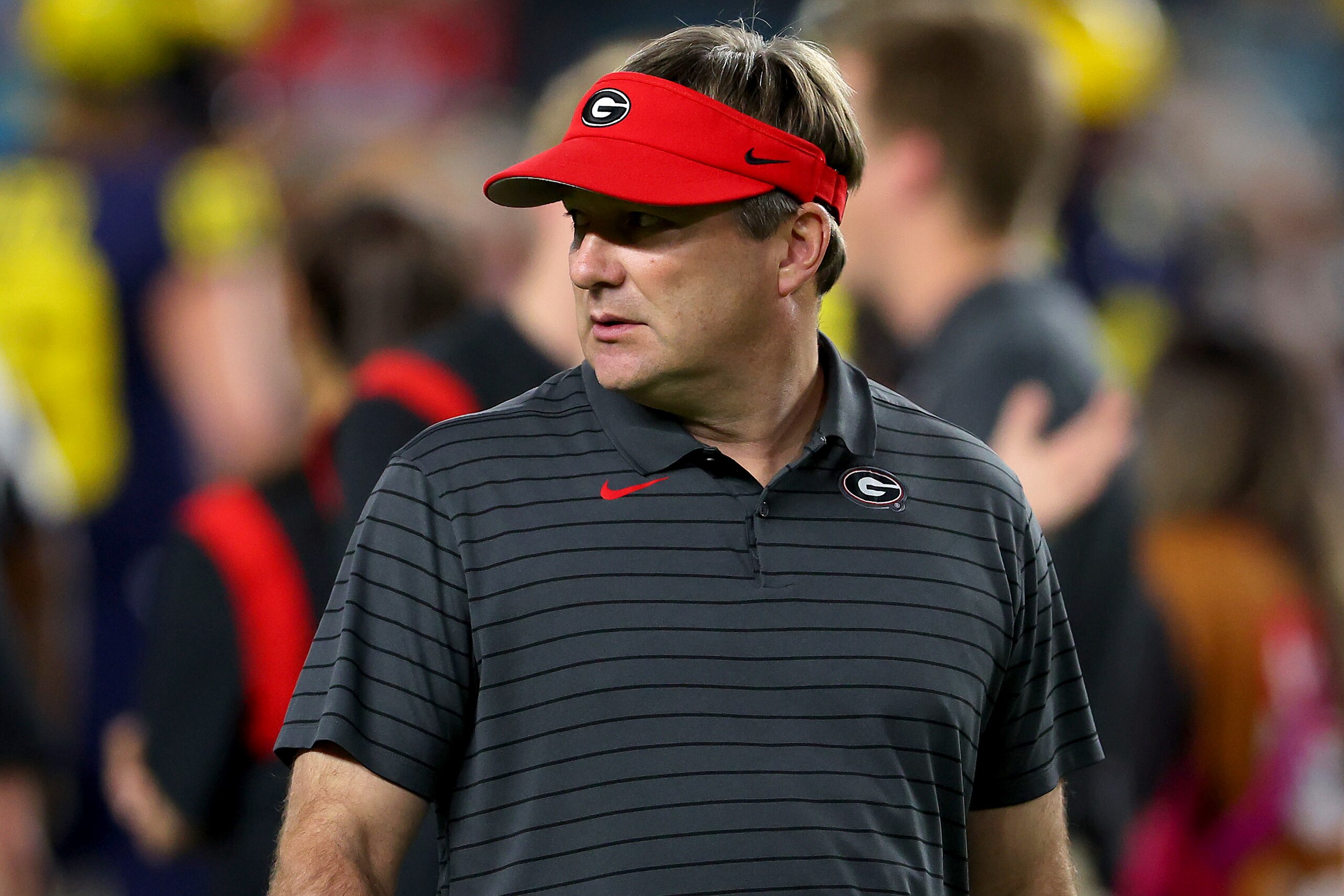 MIAMI GARDENS, FLORIDA - DECEMBER 31: Head Coach Kirby Smart of the Georgia Bulldogs looks on before the game against the Michigan Wolverines in the Capital One Orange Bowl for the College Football Playoff semifinal game at Hard Rock Stadium on December 31, 2021 in Miami Gardens, Florida. (Photo by Kevin C. Cox/Getty Images)