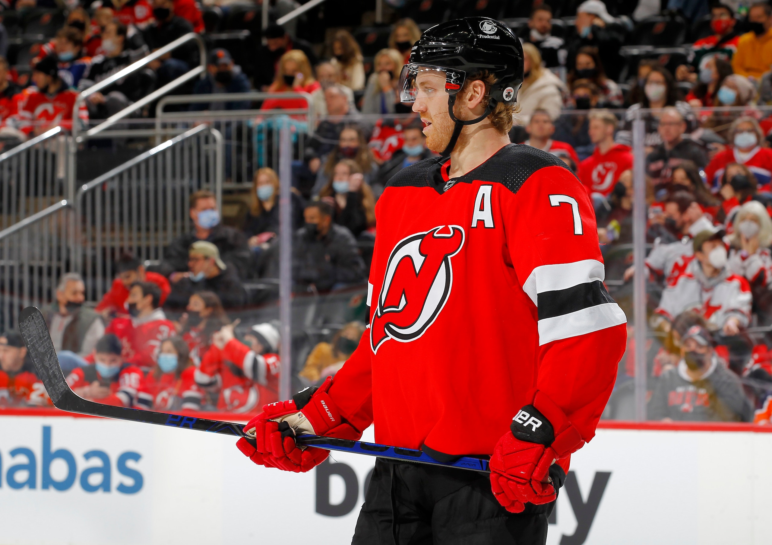 NEWARK, NEW JERSEY - DECEMBER 31: Dougie Hamilton #7 of the New Jersey Devils in action against the Edmonton Oilers at Prudential Center on December 31, 2021 in Newark, New Jersey. The Devils defeated the Oilers 6-5 in overtime. (Photo by Jim McIsaac/Getty Images) NEWARK, NEW JERSEY - DECEMBER 31: Dougie Hamilton #7 of the New Jersey Devils in action against the Edmonton Oilers at Prudential Center on December 31, 2021 in Newark, New Jersey. The Devils defeated the Oilers 6-5 in overtime. (Photo by Jim McIsaac/Getty Images)