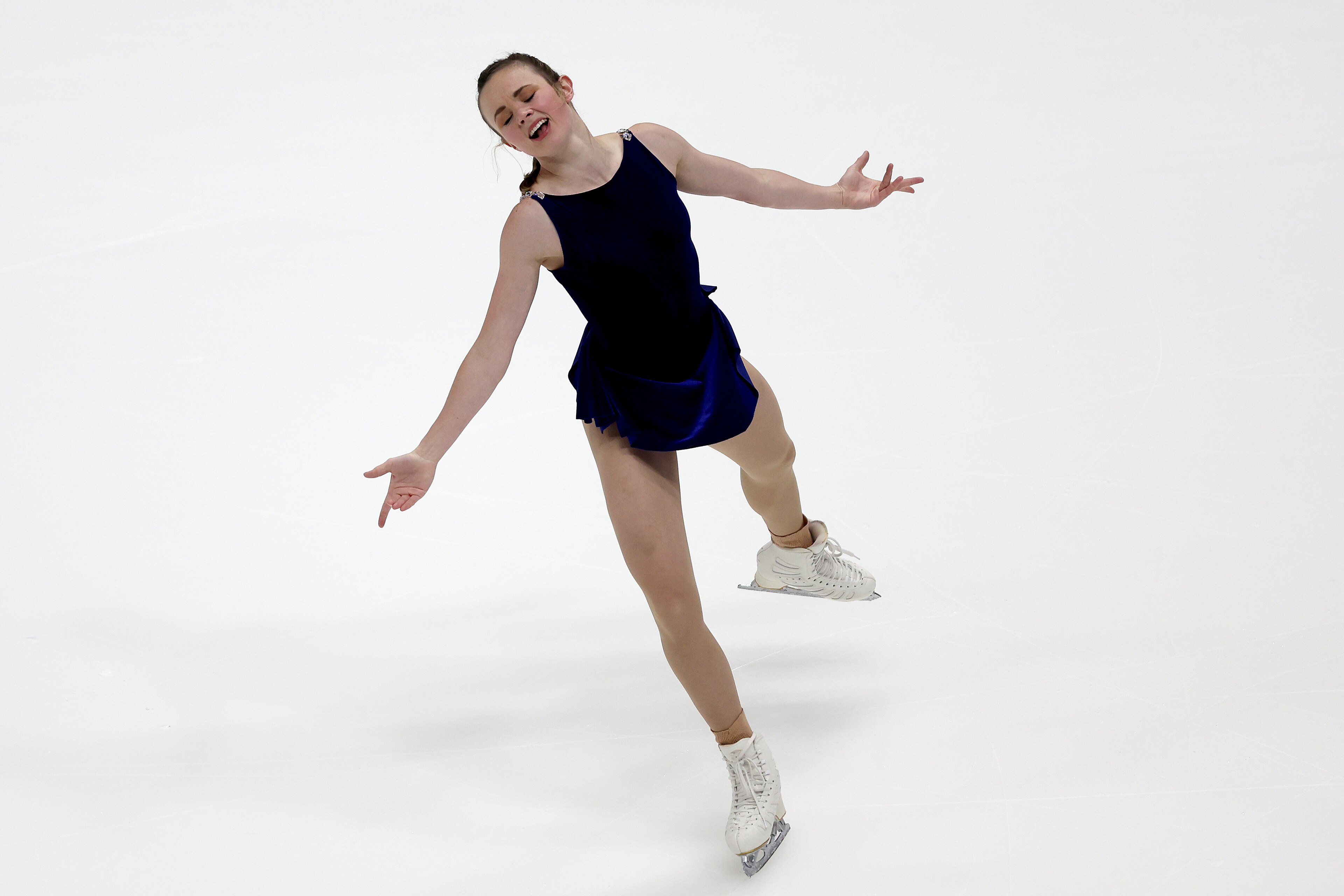 NASHVILLE, TENNESSEE - JANUARY 06: Mariah Bell skates in the Ladies Short Program during the U.S. Figure Skating Championships at Bridgestone Arena on January 06, 2022 in Nashville, Tennessee. (Photo by Matthew Stockman/Getty Images)