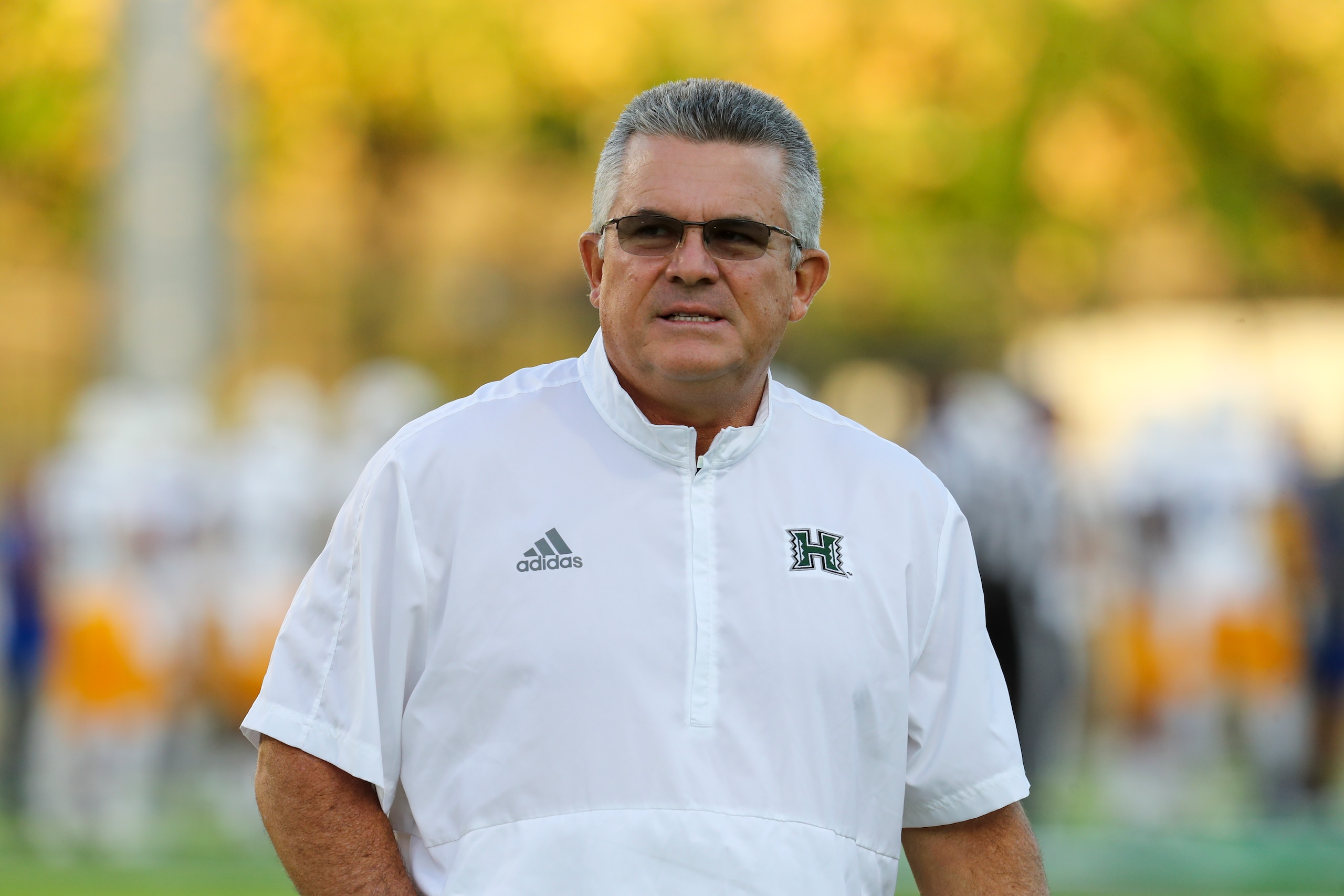 HONOLULU, HI - SEPTEMBER 18: Hawaii head coach Todd Graham before the game against the San Jose State Spatans at the Clarance T.C. Ching Complex on September 18, 2021 in Honolulu, Hawaii. (Photo by Darryl Oumi/Getty Images)