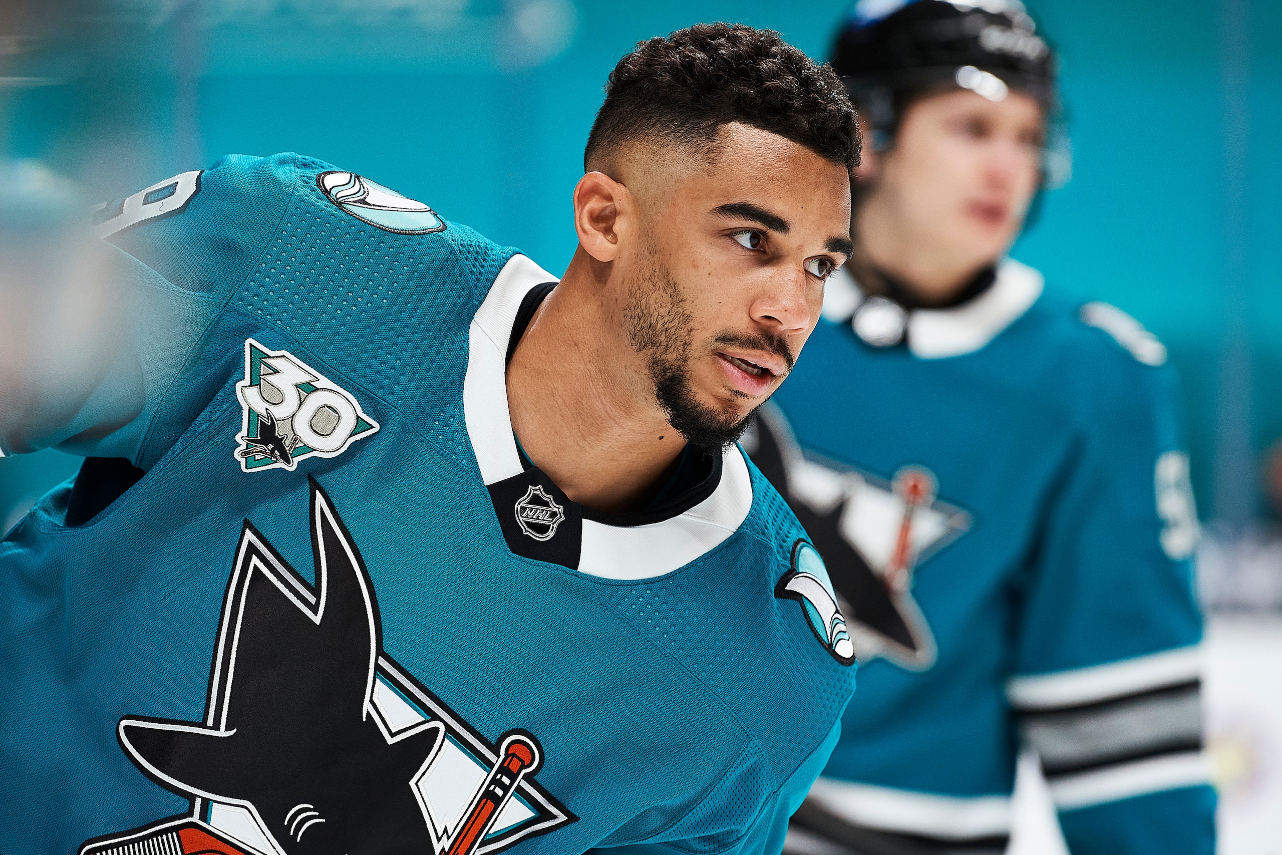 SAN JOSE, CA - MAY 12: San Jose Sharks left wing Evander Kane (9) warms up before the San Jose Sharks game versus the Vegas Golden Knights on May 12, 2021, at SAP Center at San Jose in San Jose, CA. (Photo by Matt Cohen/Icon Sportswire via Getty Images) SAN JOSE, CA - MAY 12: San Jose Sharks left wing Evander Kane (9) warms up before the San Jose Sharks game versus the Vegas Golden Knights on May 12, 2021, at SAP Center at San Jose in San Jose, CA. (Photo by Matt Cohen/Icon Sportswire via Getty Images)