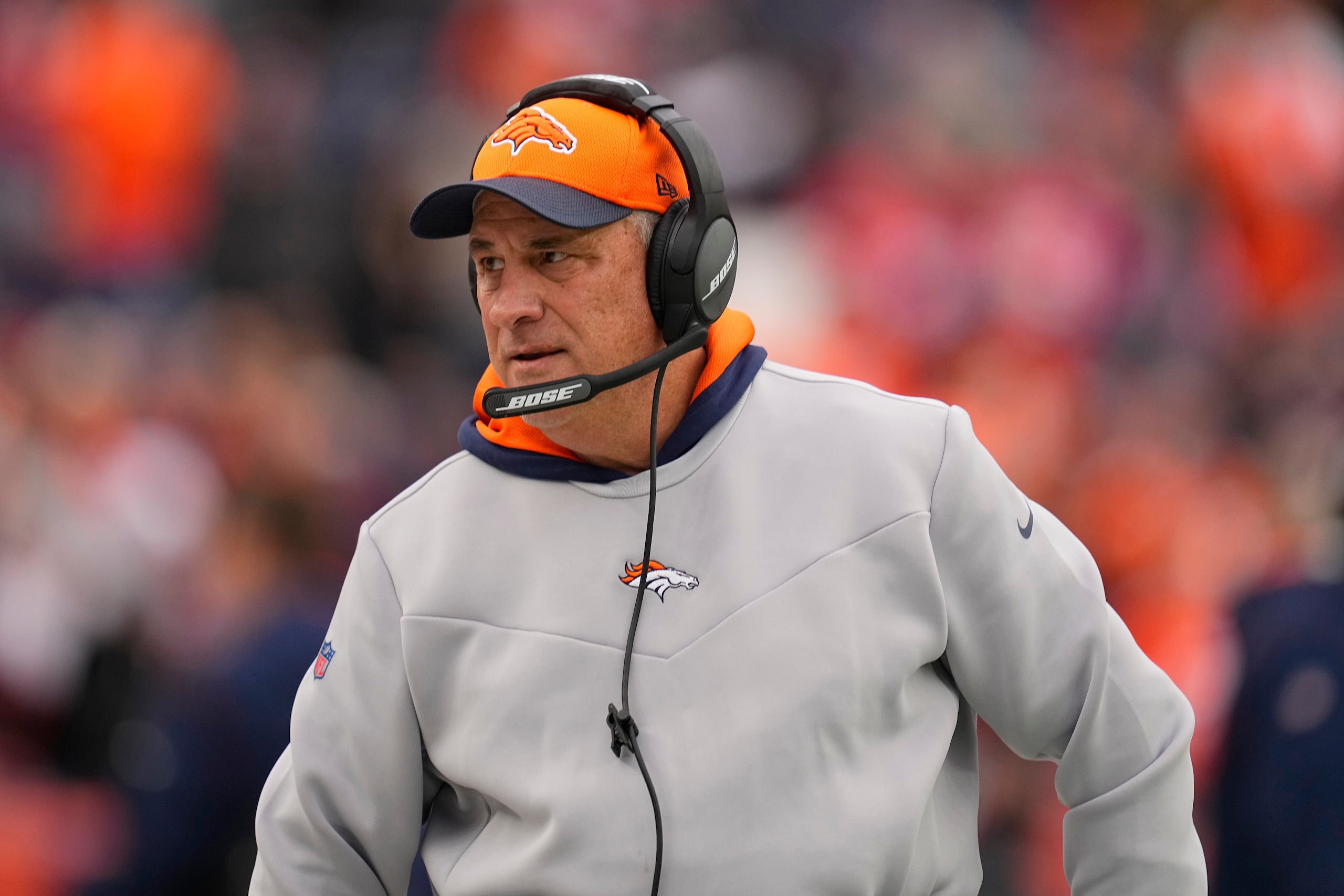 Denver Broncos head coach Vic Fangio before an NFL football game against the Kansas City Chiefs Saturday, Jan. 8, 2022, in Denver. (AP Photo/Jack Dempsey)