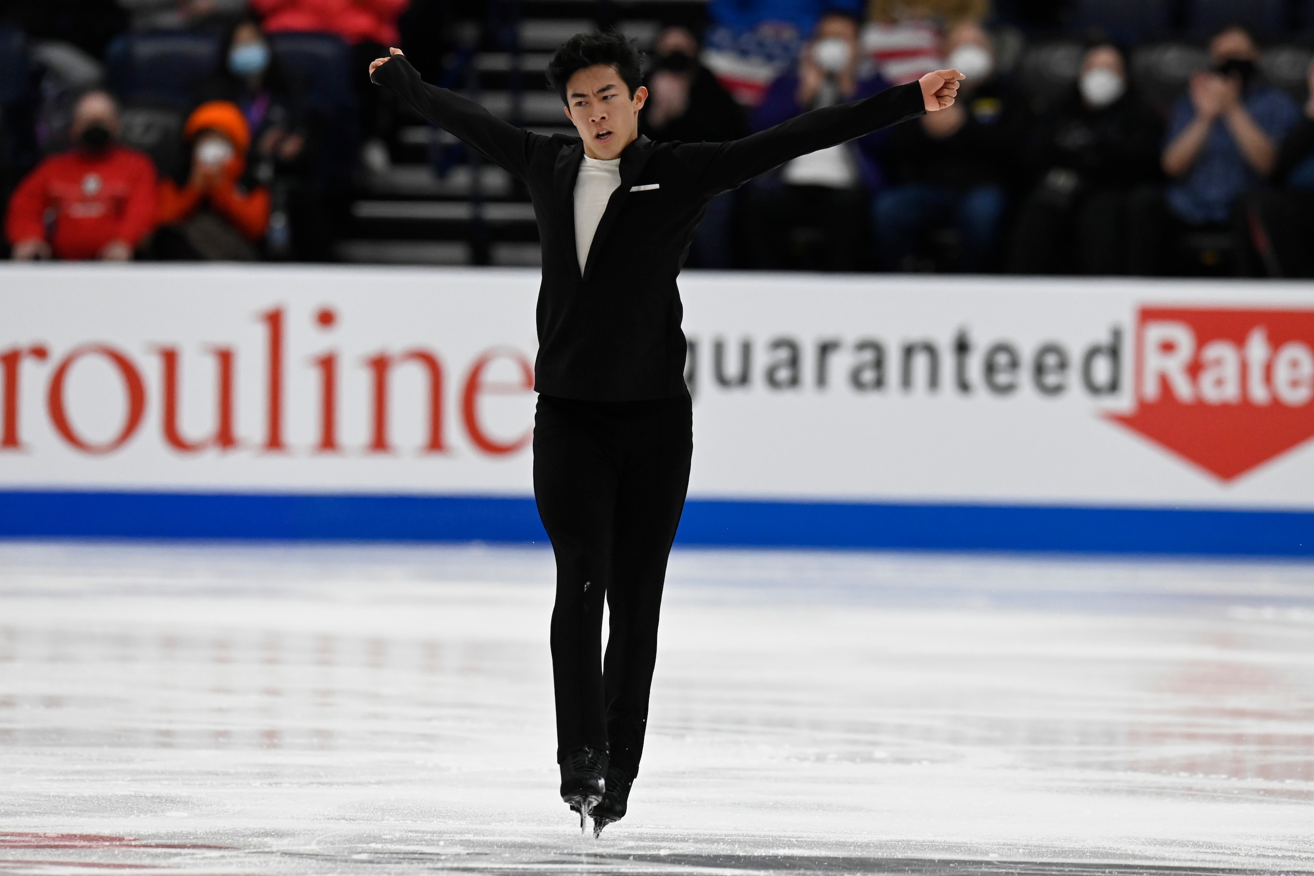 Nathan Chen competes in the men's short program during the U.S. Figure Skating Championships Saturday, Jan. 8, 2022, in Nashville, Tenn. (AP Photo/Mark Zaleski) Nathan Chen competes in the men's short program during the U.S. Figure Skating Championships Saturday, Jan. 8, 2022, in Nashville, Tenn. (AP Photo/Mark Zaleski)