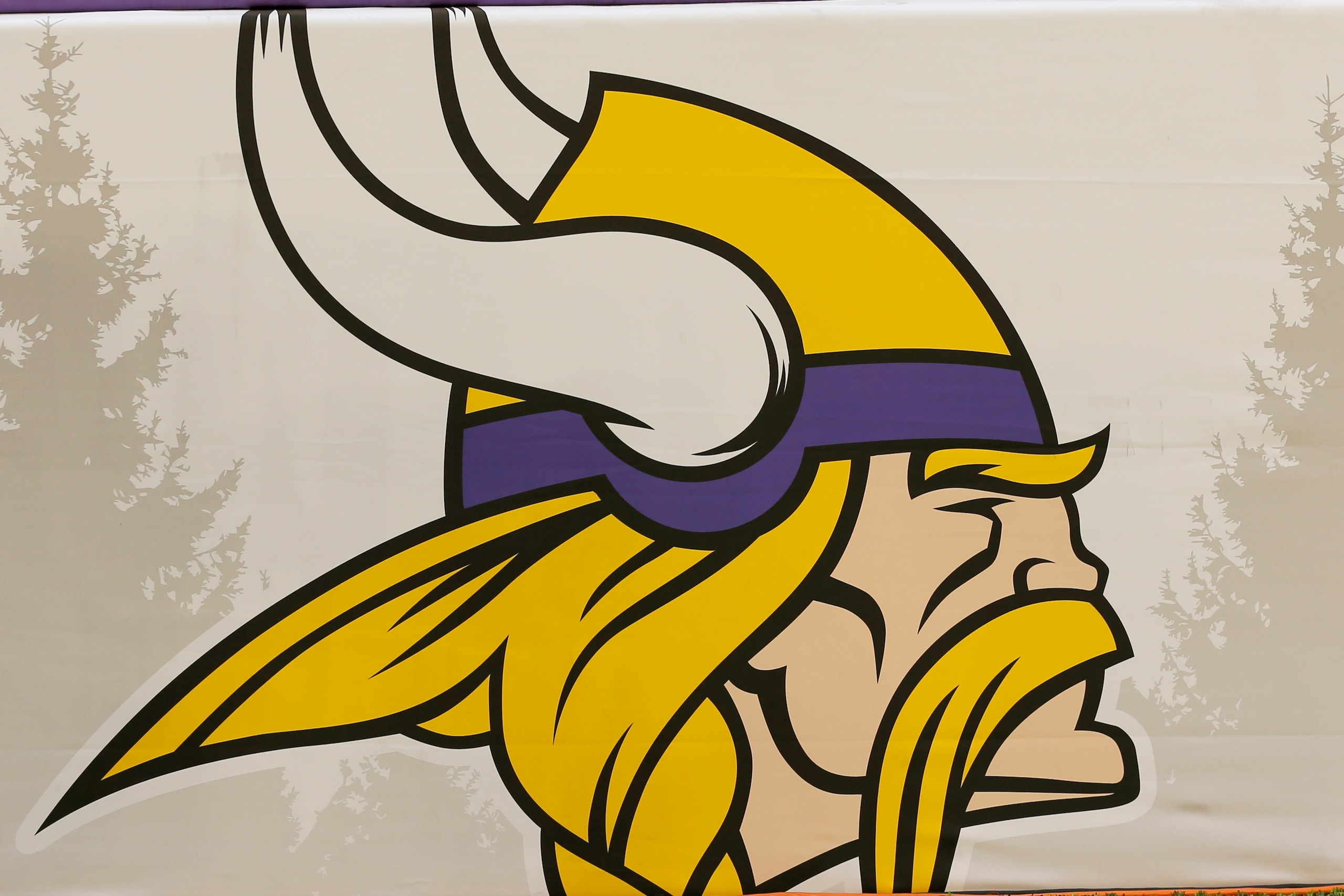 MINNEAPOLIS, MN - AUGUST 21: A Minnesota Vikings Logo during a preseason game between the Indianapolis Colts and Minnesota Vikings  on August 21, 2021 at U.S. Bank Stadium in Minneapolis, MN.(Photo by Jeffrey Brown/Icon Sportswire via Getty Images)