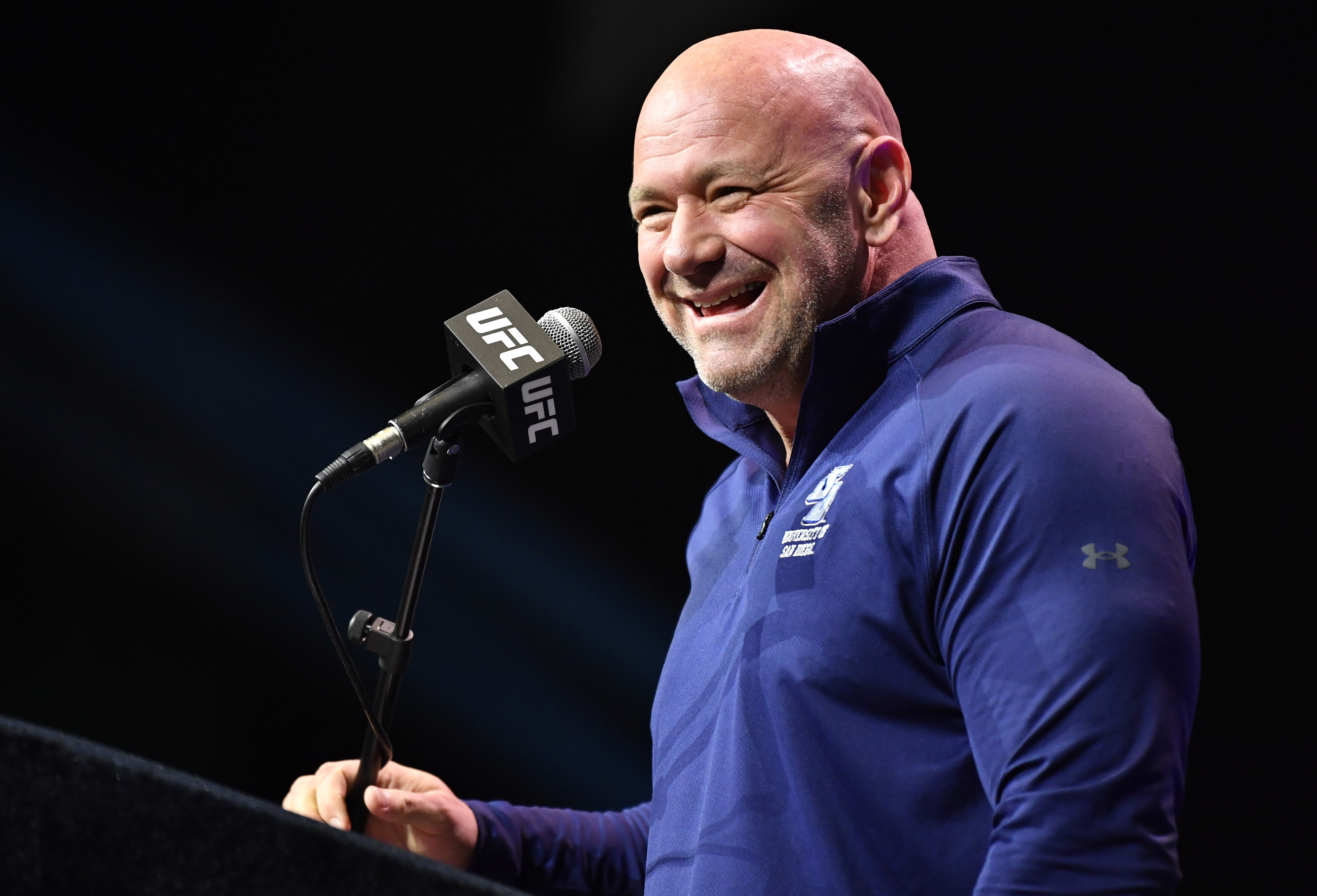 LAS VEGAS, NEVADA - DECEMBER 09: UFC president Dana White hosts the UFC 269 press conference at MGM Grand Garden Arena on December 09, 2021 in Las Vegas, Nevada. (Photo by Chris Unger/Zuffa LLC)