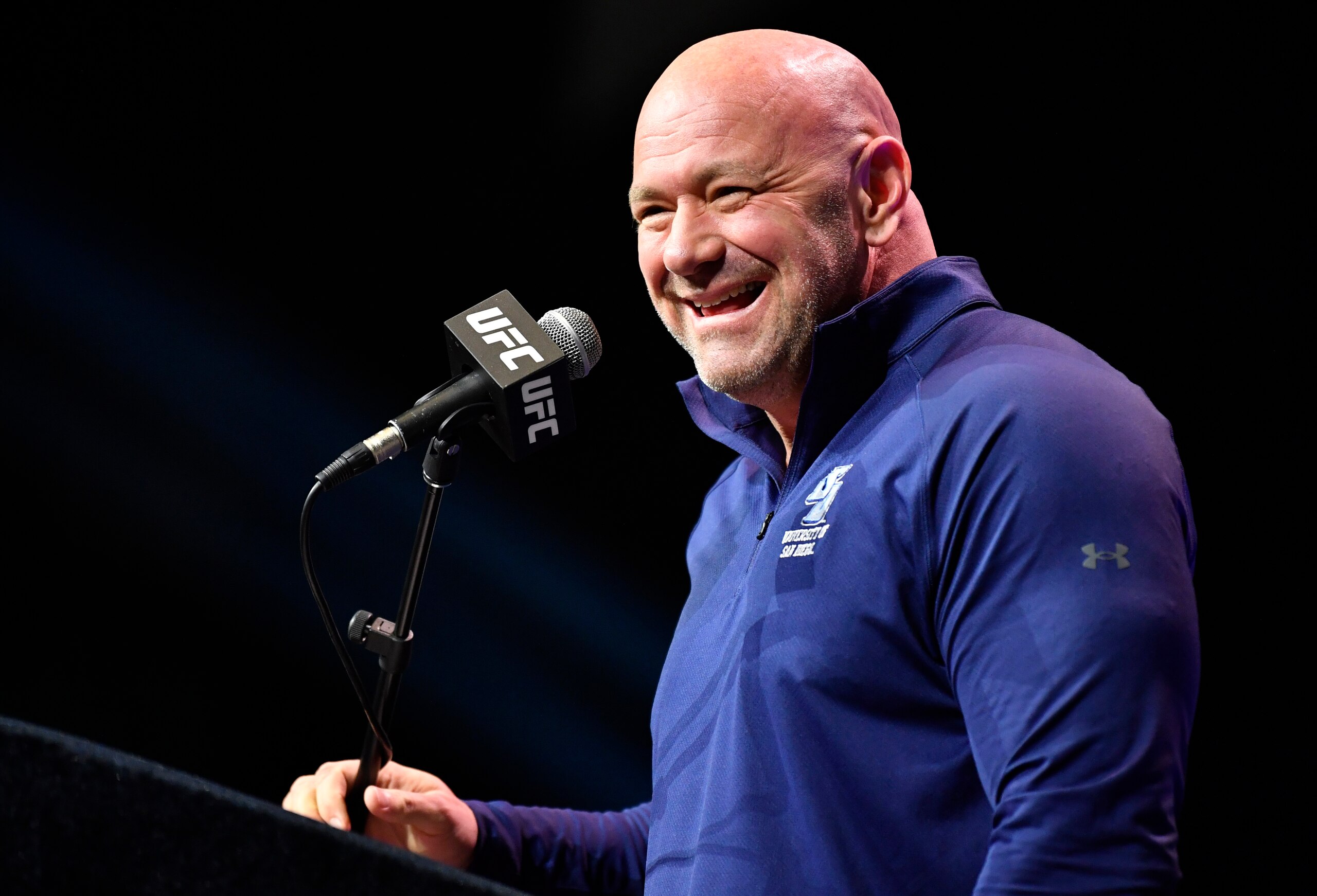 LAS VEGAS, NEVADA - DECEMBER 09: UFC president Dana White hosts the UFC 269 press conference at MGM Grand Garden Arena on December 09, 2021 in Las Vegas, Nevada. (Photo by Chris Unger/Zuffa LLC)