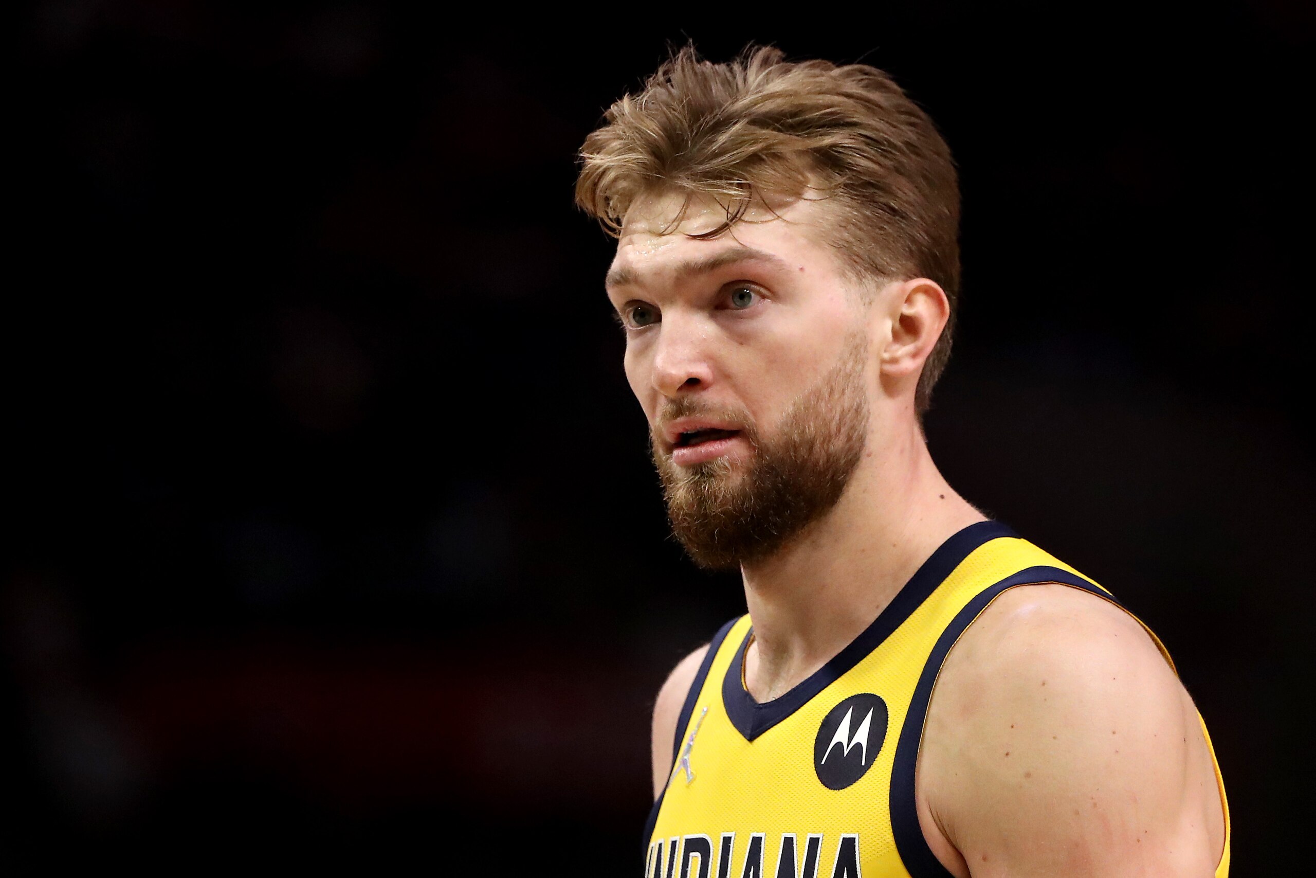 LOS ANGELES, CALIFORNIA - JANUARY 17: Domantas Sabonis #11 of the Indiana Pacers looks on during the third quarter against the Los Angeles Clippers at Crypto.com Arena on January 17, 2022 in Los Angeles, California. NOTE TO USER: User expressly acknowledges and agrees that, by downloading and/or using this photograph, User is consenting to the terms and conditions of the Getty Images License Agreement. (Photo by Katelyn Mulcahy/Getty Images) LOS ANGELES, CALIFORNIA - JANUARY 17: Domantas Sabonis #11 of the Indiana Pacers looks on during the third quarter against the Los Angeles Clippers at Crypto.com Arena on January 17, 2022 in Los Angeles, California. NOTE TO USER: User expressly acknowledges and agrees that, by downloading and/or using this photograph, User is consenting to the terms and conditions of the Getty Images License Agreement. (Photo by Katelyn Mulcahy/Getty Images)