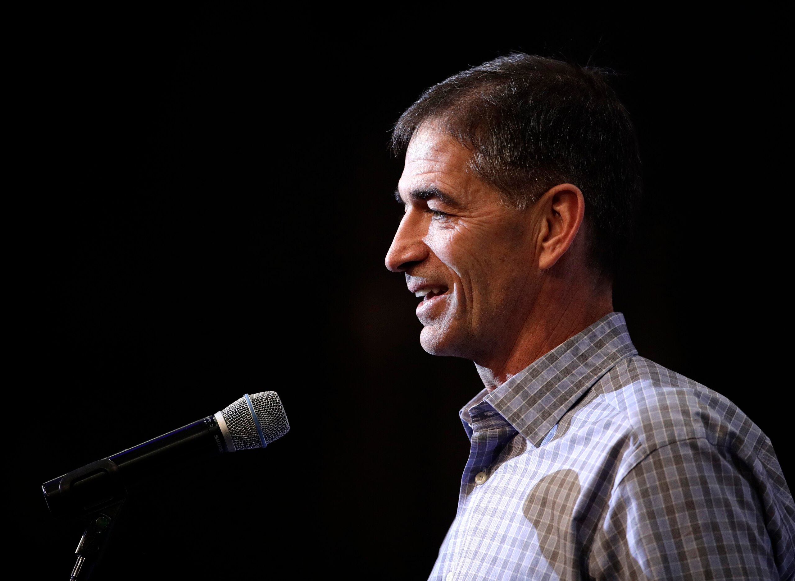 Gonzaga's John Stockton speaks to the media during a news conference, Monday, Nov. 20, 2017, in Kansas City, Mo. Stockton was one of eight people inducted into the National Collegiate Basketball Hall of Fame Sunday. (AP Photo/Charlie Riedel)