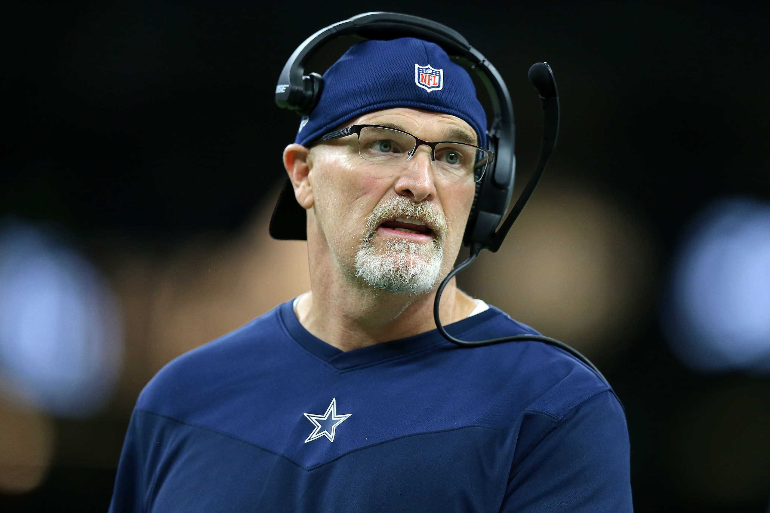 NEW ORLEANS, LOUISIANA - DECEMBER 02: Interim head coach Dan Quinn of the Dallas Cowboys reacts during a game against the New Orleans Saints at the the Caesars Superdome on December 02, 2021 in New Orleans, Louisiana. (Photo by Jonathan Bachman/Getty Images)