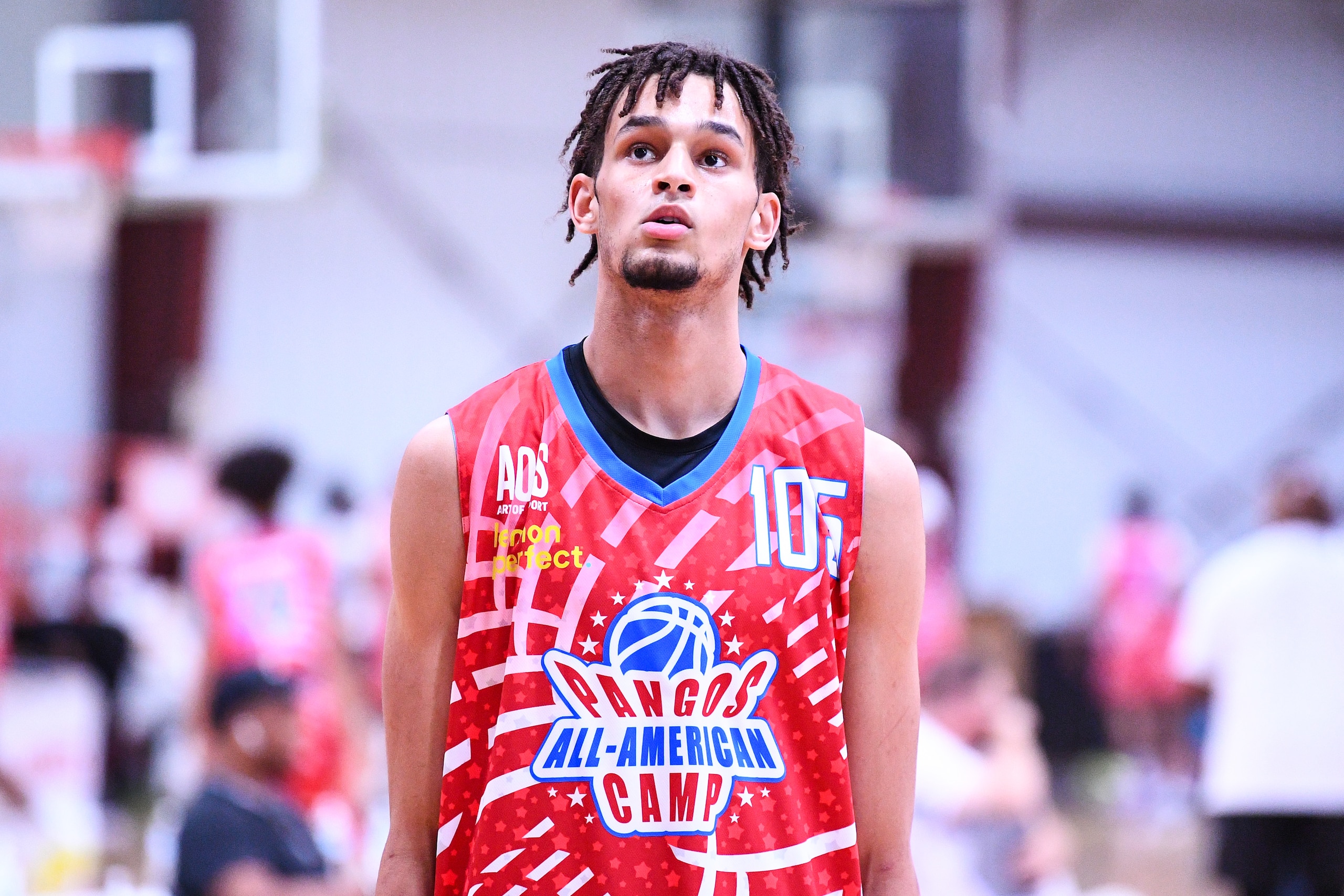 LAS VEGAS, NV - JUNE 07: Dereck Lively II looks on during the Pangos All-American Camp on June 7, 2021 at the Tarkanian Basketball Academy in Las Vegas, NV. (Photo by Brian Rothmuller/Icon Sportswire via Getty Images)