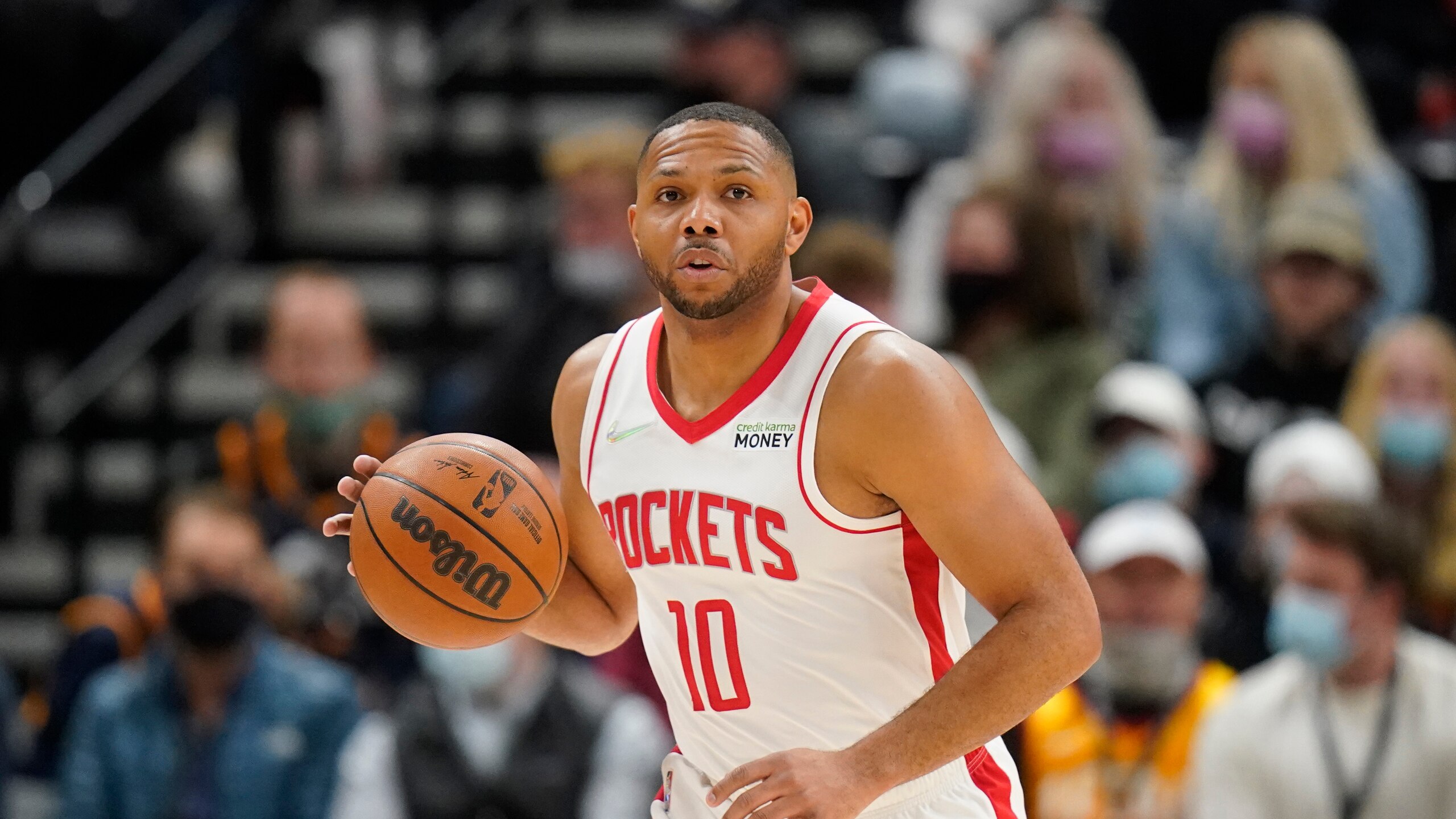 Houston Rockets guard Eric Gordon (10) brings the ball up court in the first half during an NBA basketball game against the Utah Jazz Wednesday, Jan. 19, 2022, in Salt Lake City. (AP Photo/Rick Bowmer) Houston Rockets guard Eric Gordon (10) brings the ball up court in the first half during an NBA basketball game against the Utah Jazz Wednesday, Jan. 19, 2022, in Salt Lake City. (AP Photo/Rick Bowmer)