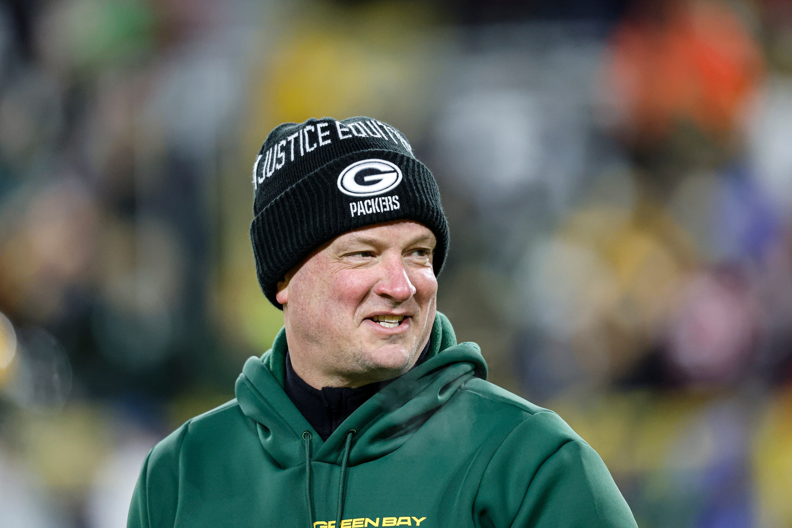 Green Bay Packers offensive coordinator Nathaniel Hackett before an NFL divisional playoff football game between the Green Bay Packers and San Francisco 49ers, Saturday, Jan 22. 2022, in Green Bay, Wis. (AP Photo/Jeffrey Phelps)