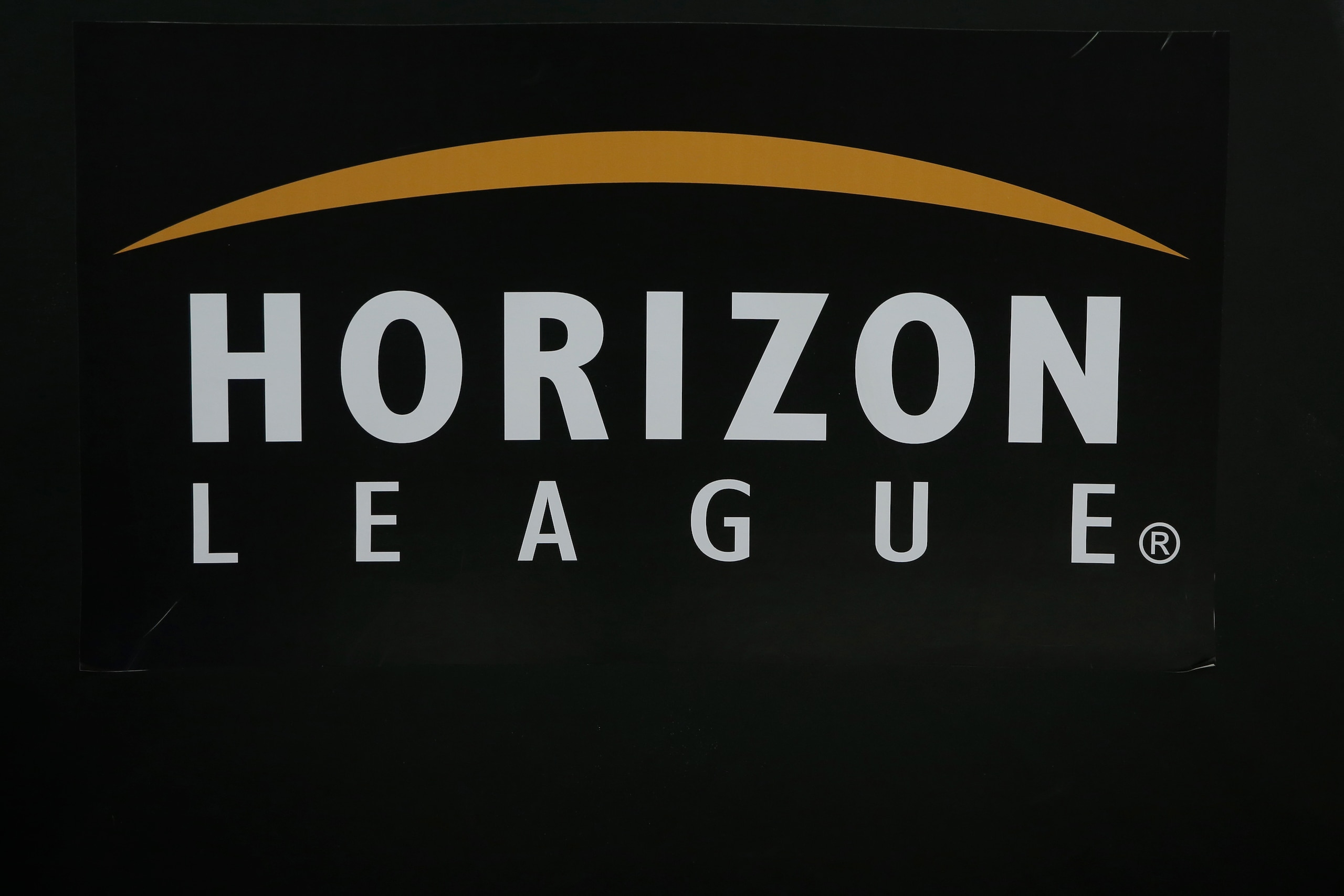INDIANAPOLIS, IN - MARCH 10: The Horizon League conference logo during the 2020 Horizon League Mens Basketball Championships championship game between the Northern Kentucky Norse and the UIC Flames on March 10, 2020 at Indiana Farmers Coliseum in Indianapolis, IN.(Photo by Jeffrey Brown/Icon Sportswire via Getty Images)