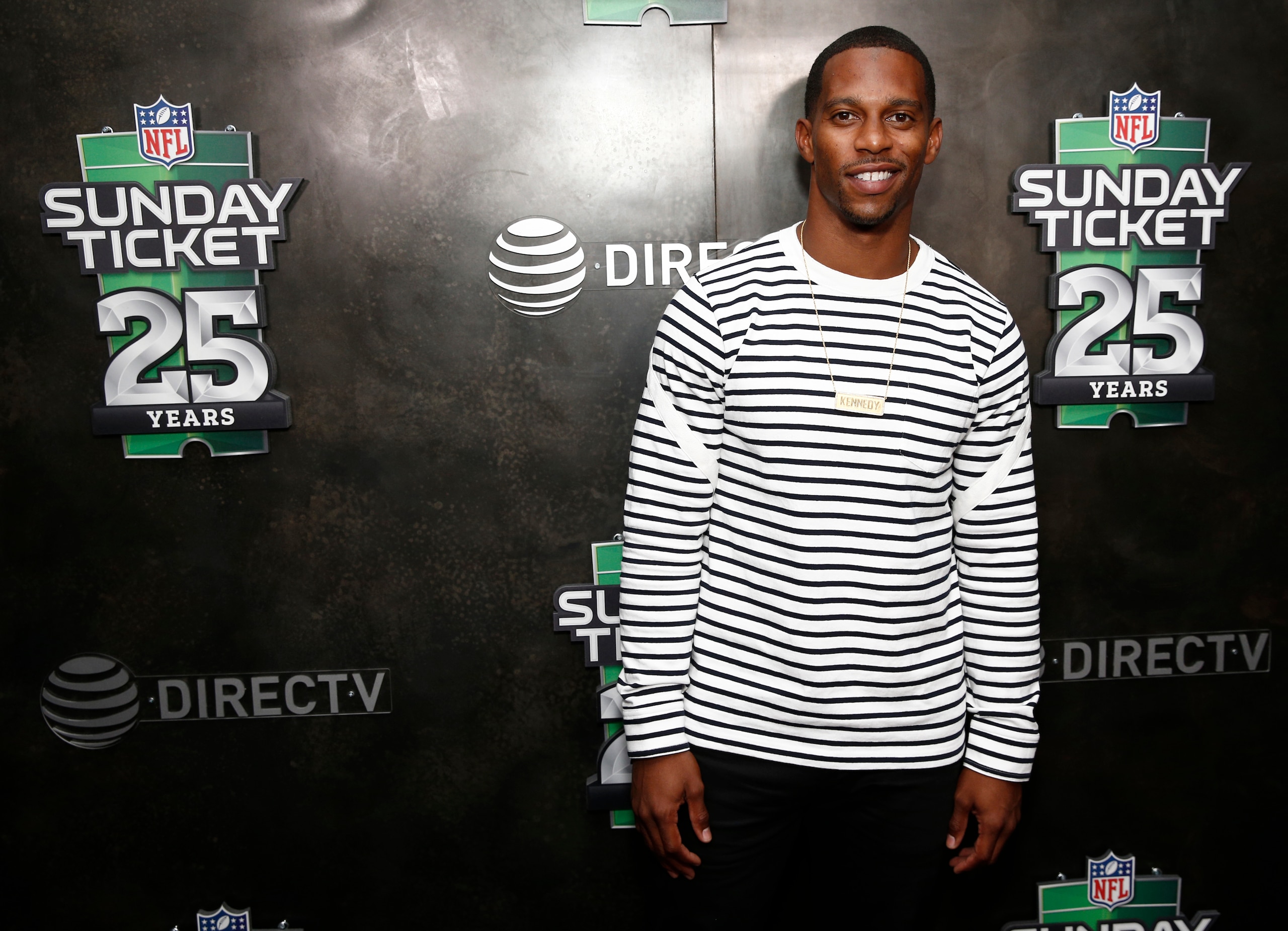 Victor Cruz attends the NFL SUNDAY TICKET on DIRECTV 25th Season Kickoff Party at The Blond, Thursday, Aug. 23, 2018 in New York. (Brian Ach/AP Images for NFL SUNDAY TICKET on DIRECTV)