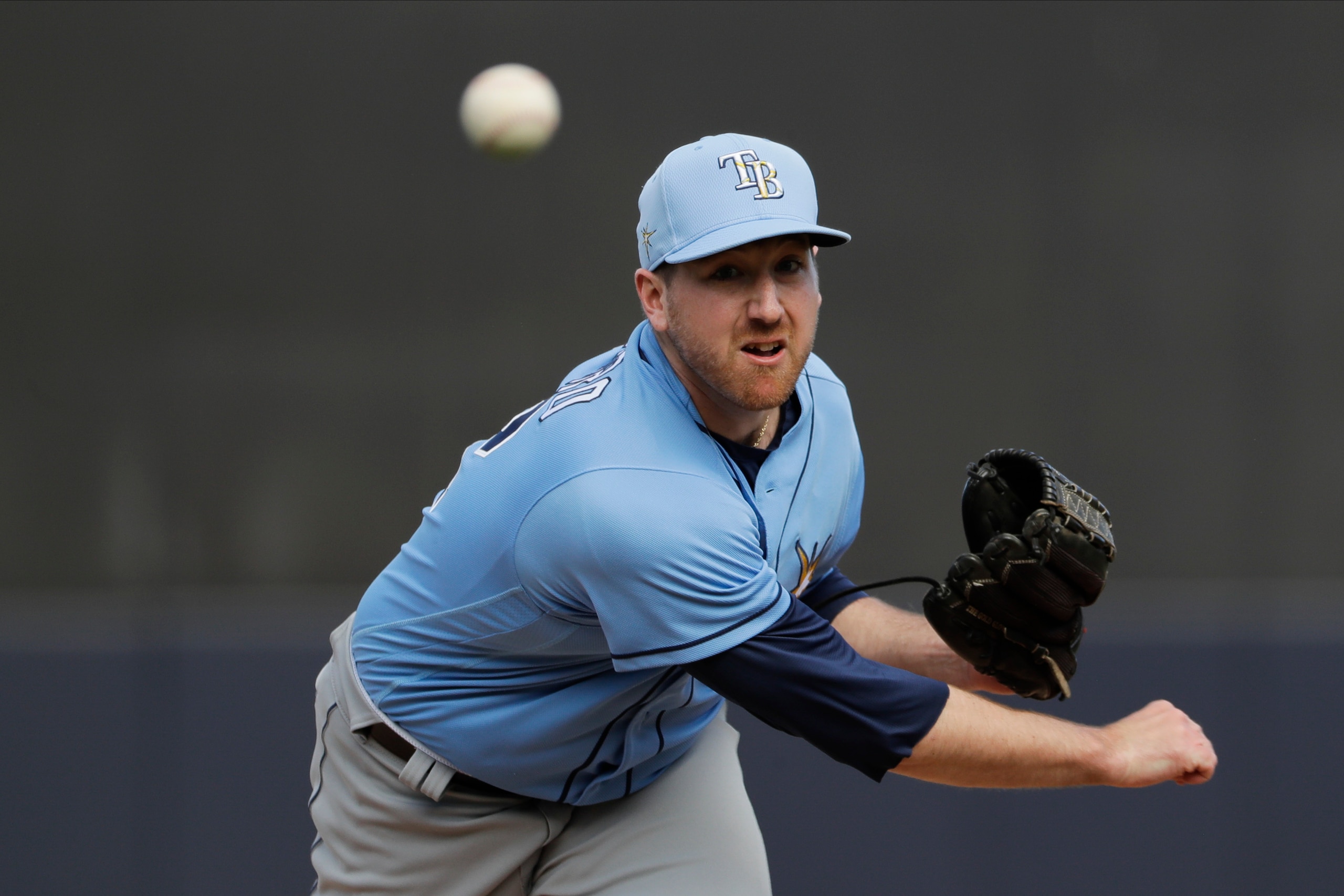 New York Yankees' Tyler Zombro delivers a pitch during the sixth inning of a spring training baseball game against the New York Yankees Thursday, Feb. 27, 2020, in Tampa, Fla. (AP Photo/Frank Franklin II)