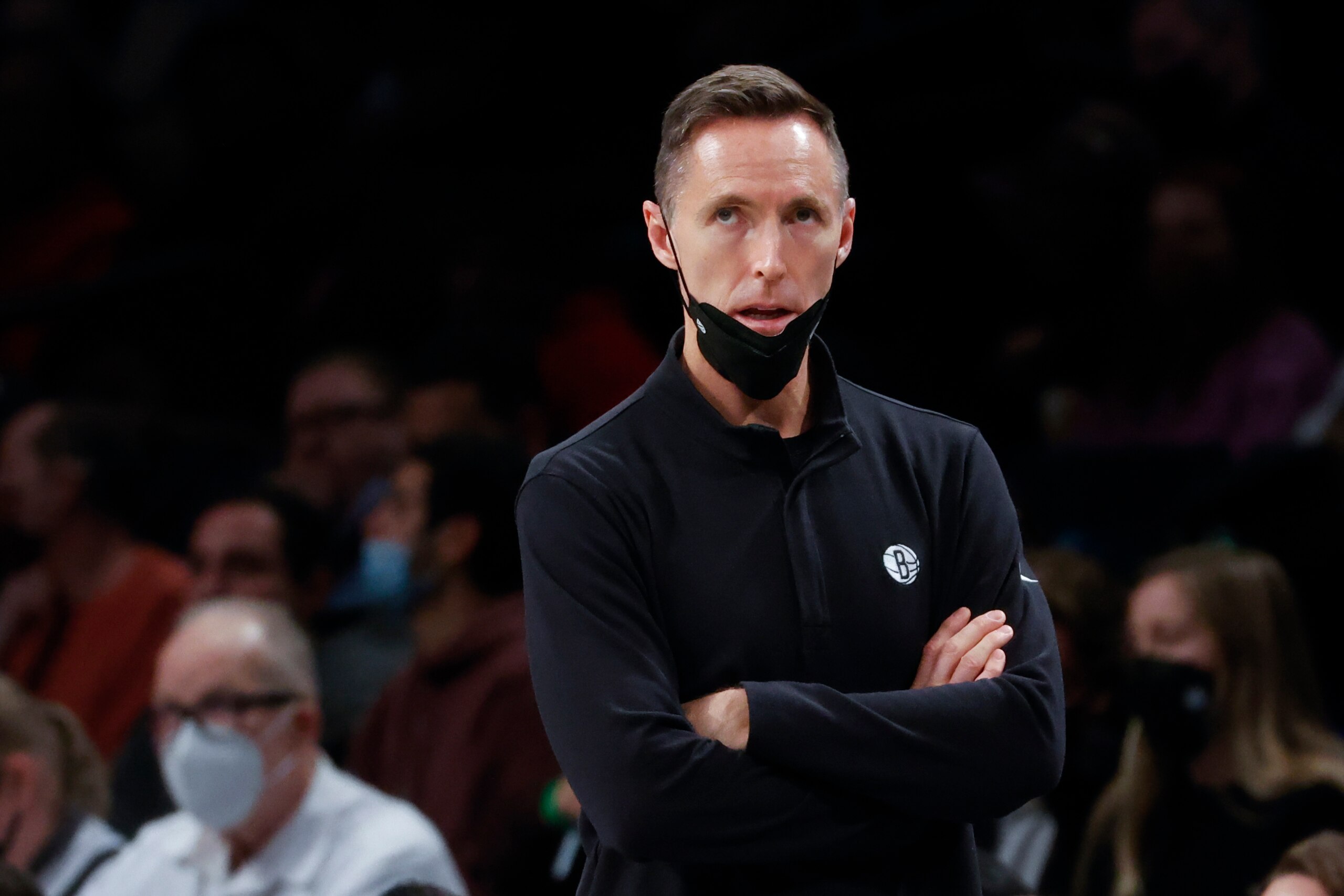 Brooklyn Nets head coach Steve Nash looks on during the second half of an NBA basketball game against the Sacramento Kings, Monday, Feb. 14, 2022, in New York. (AP Photo/Corey Sipkin) Brooklyn Nets head coach Steve Nash looks on during the second half of an NBA basketball game against the Sacramento Kings, Monday, Feb. 14, 2022, in New York. (AP Photo/Corey Sipkin)