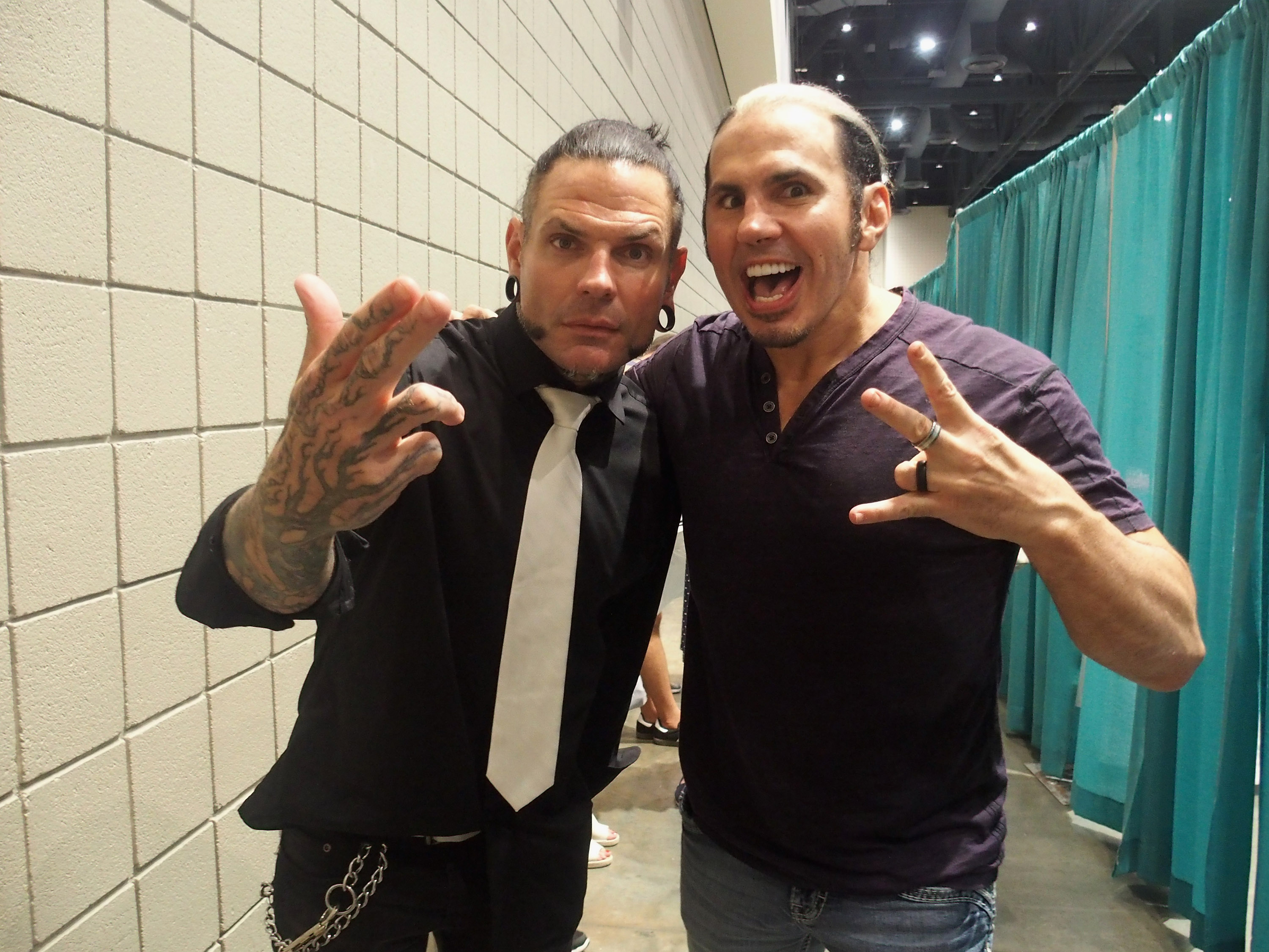 RALEIGH, NC - JULY 26: Jeff Hardy and Matt Hardy attend the GalaxyCon Raleigh 2019 at Raleigh Convention Center on July 26, 2019 in Raleigh, North Carolina. (Photo by Bobby Bank/Getty Images)