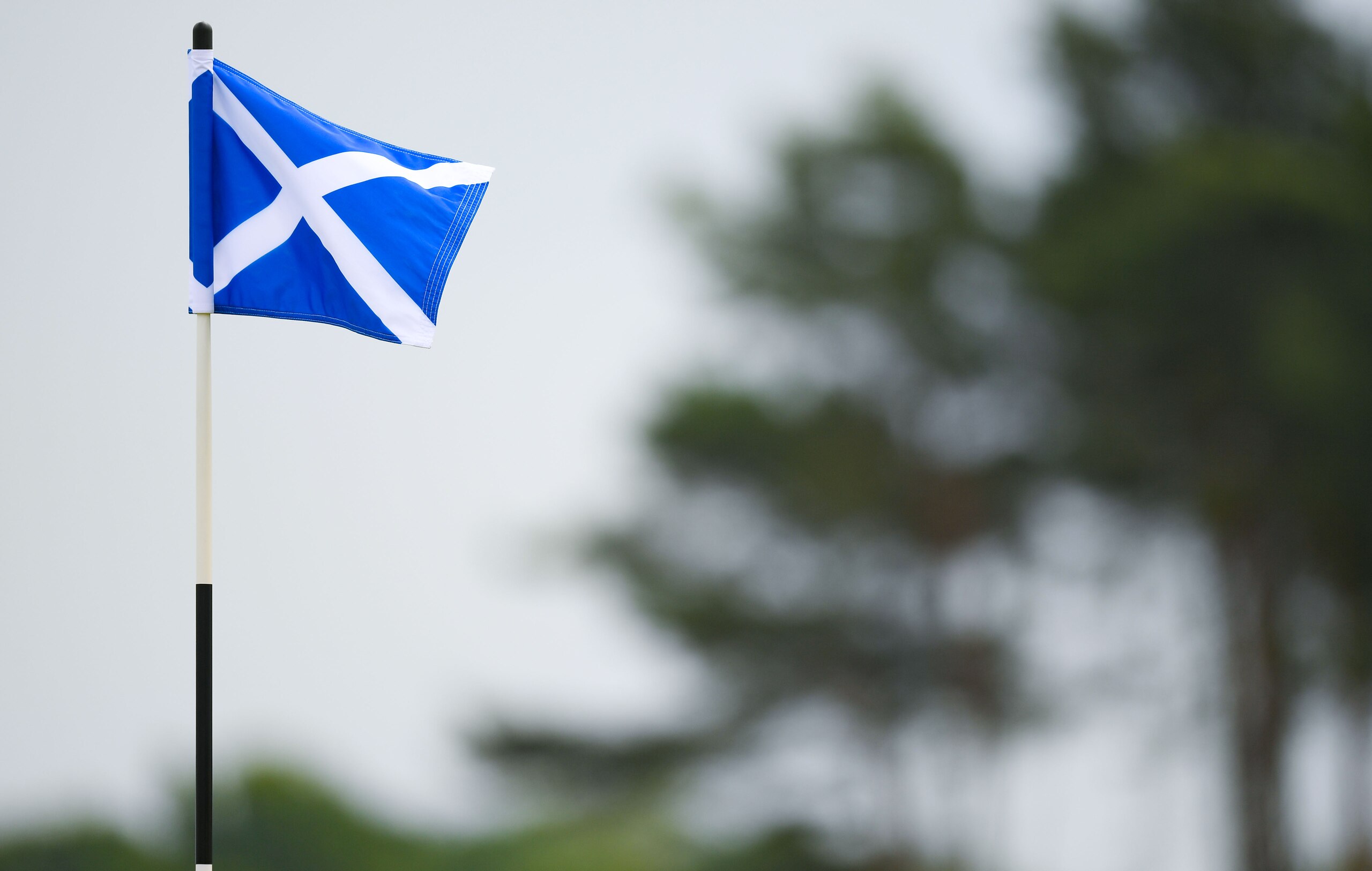 NORTH BERWICK, SCOTLAND - JULY 11: A saltire flag is pictured during day four of the abrdn Scottish Open at the Renaissance Club, on July 11, 2021, in North Berwick, Scotland.  (Photo by Ross Parker/SNS Group via Getty Images)