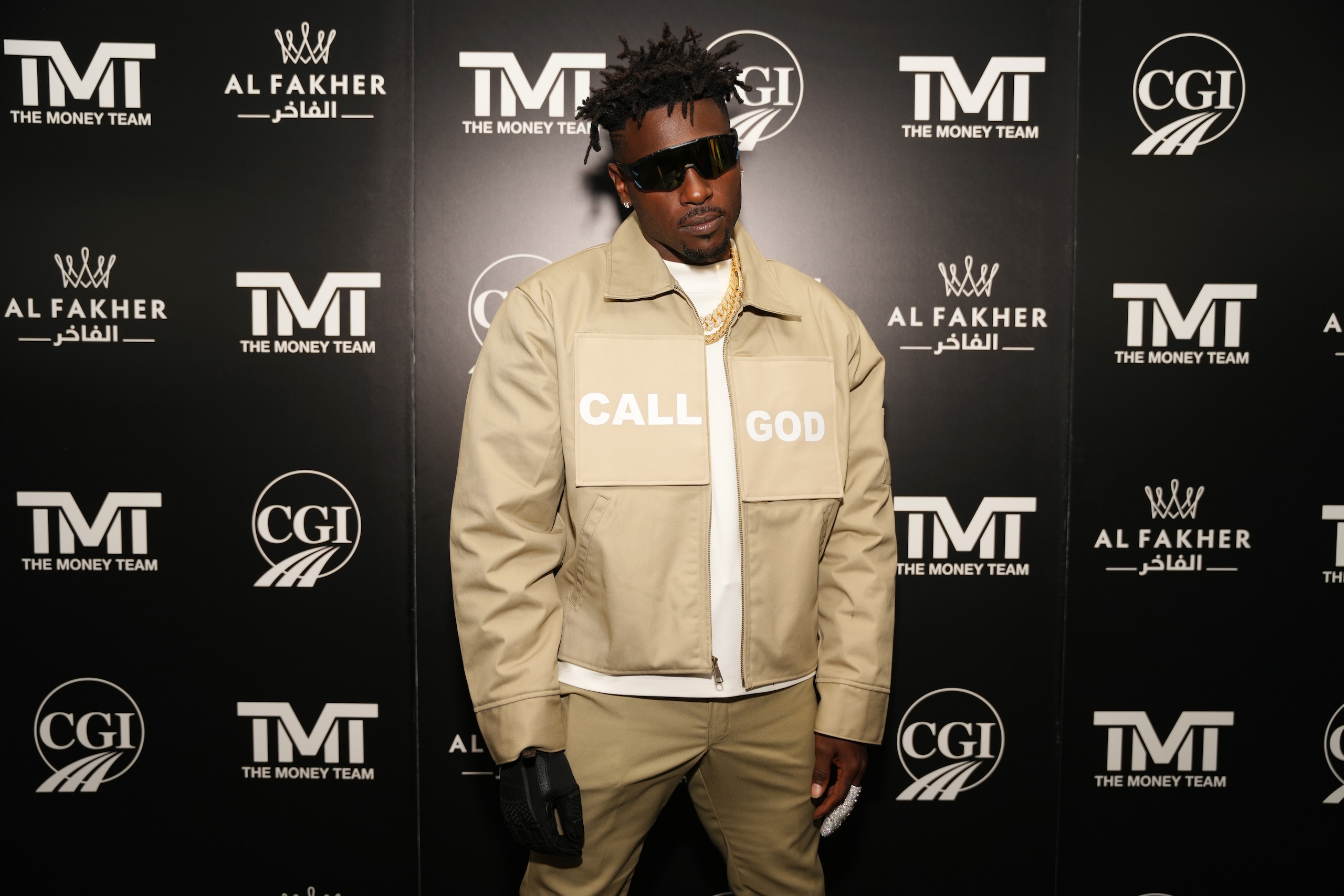 MIAMI BEACH, FLORIDA - FEBRUARY 24: Antonio Brown attends Floyd Mayweather's birthday bash at The Gabriel Miami South Beach on February 24, 2022 in Miami Beach, Florida. (Photo by Mark Brown/Getty Images)
