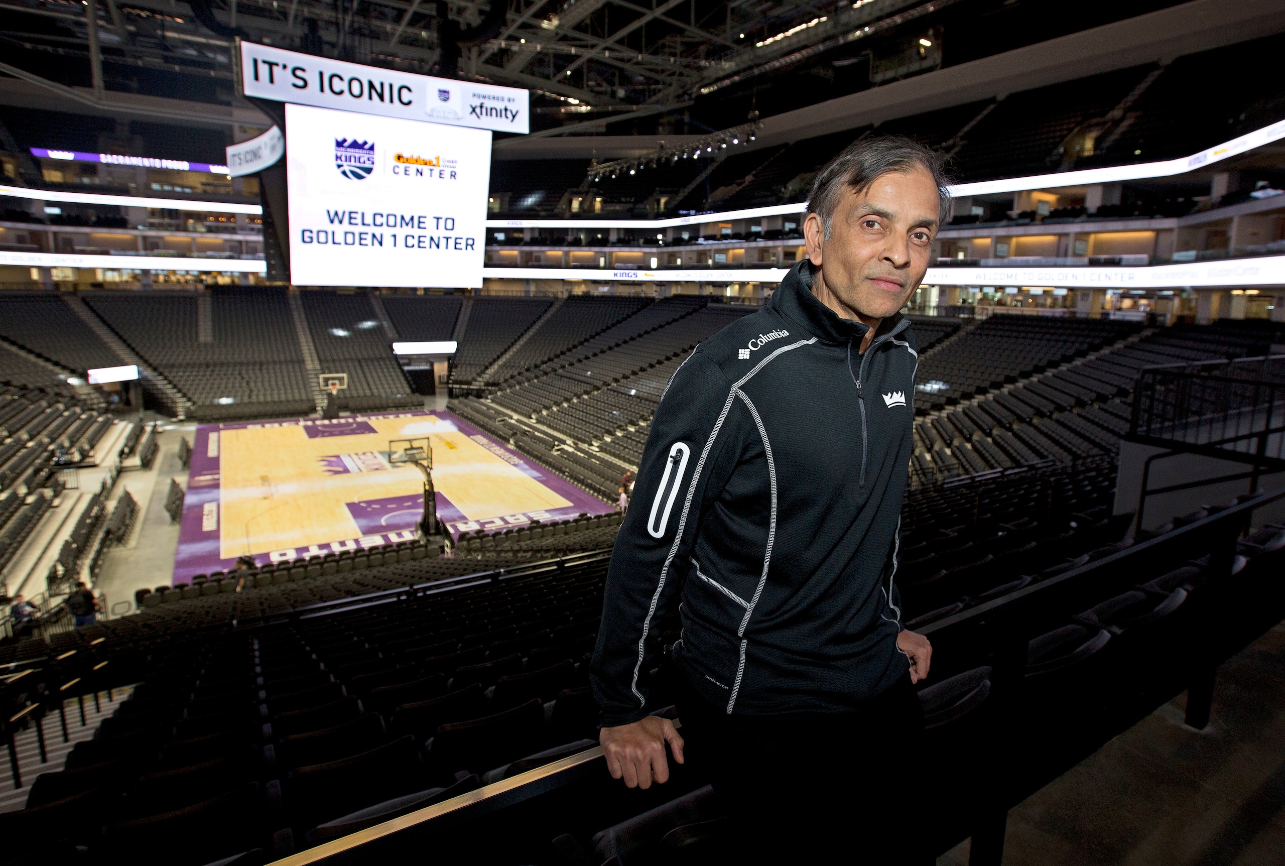 FILE - In this Sept. 27, 2016, file photo, Vivek Ranadive, the majority owner of the Sacramento Kings, poses in the new Golden 1 Center in Sacramento, Calif. The Kings are expected to bid on hosting the 2022 or 2023 NBA All-Star Game. (AP Photo/Rich Pedroncelli, file)
