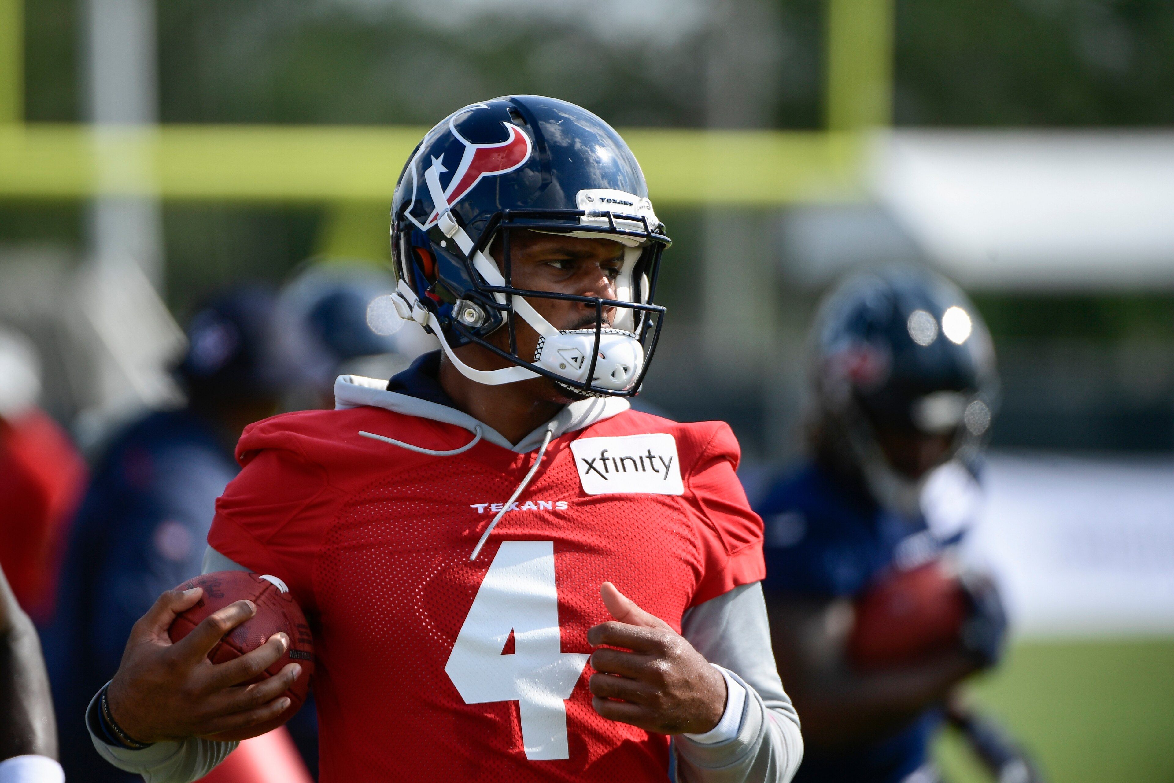 Texans quarterback Deshaun Watson (4) runs drills with the team during NFL football practice Thursday, July 29, 2021, in Houston. (AP Photo/Justin Rex) Texans quarterback Deshaun Watson (4) runs drills with the team during NFL football practice Thursday, July 29, 2021, in Houston. (AP Photo/Justin Rex)