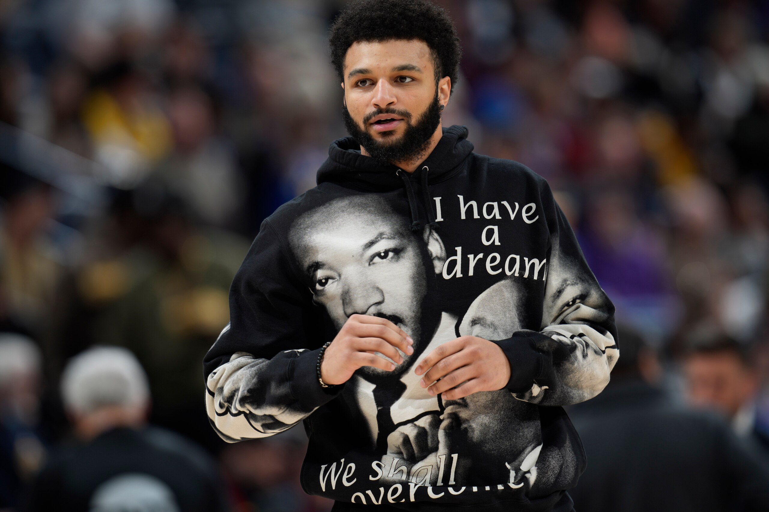 Denver Nuggets guard Jamal Murray (27) in the second half of an NBA basketball game Thursday, March 10, 2022, in Denver. (AP Photo/David Zalubowski)