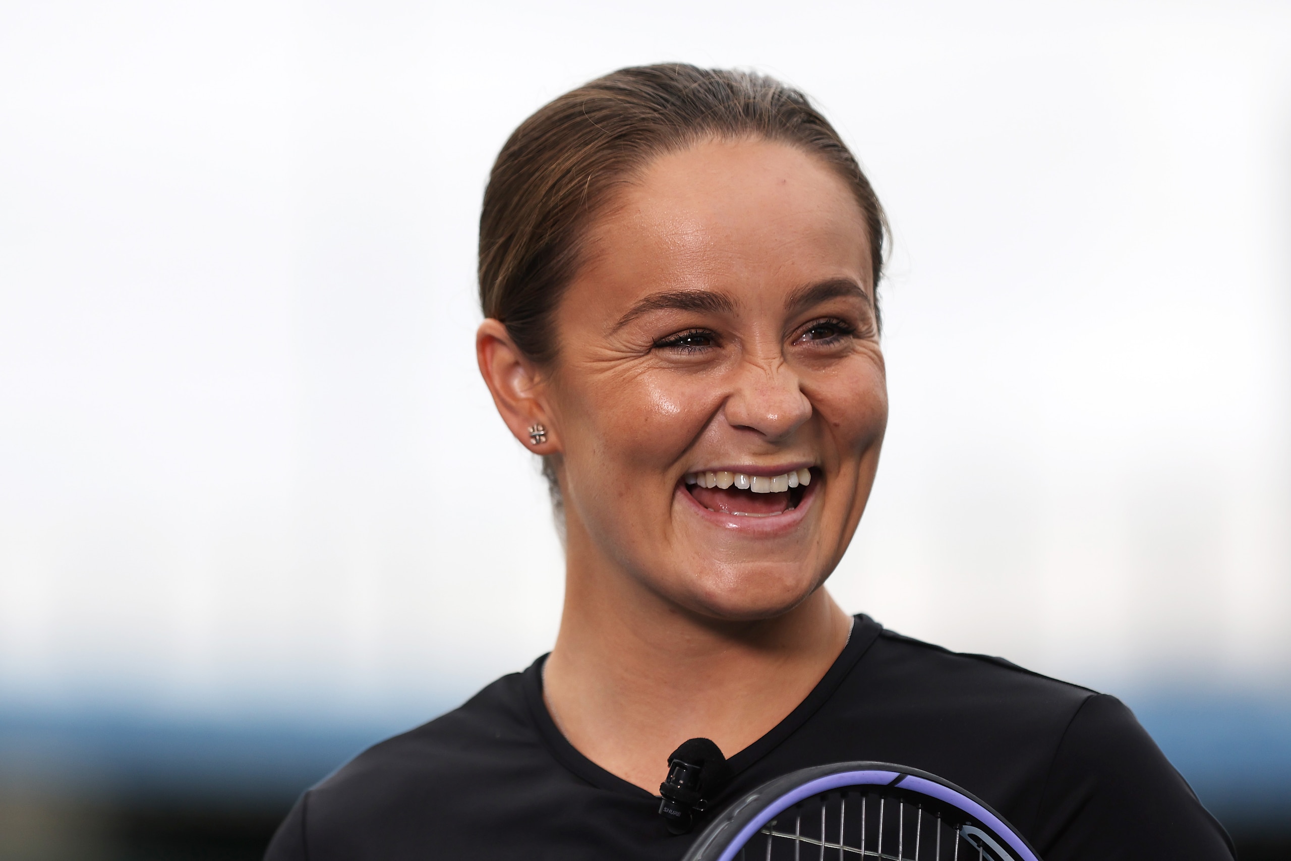 MELBOURNE, AUSTRALIA - FEBRUARY 24: Ashleigh Barty of Australia smiles as she attends a media opportunity at Kooyong on February 24, 2022 in Melbourne, Australia. (Photo by Graham Denholm/Getty Images)