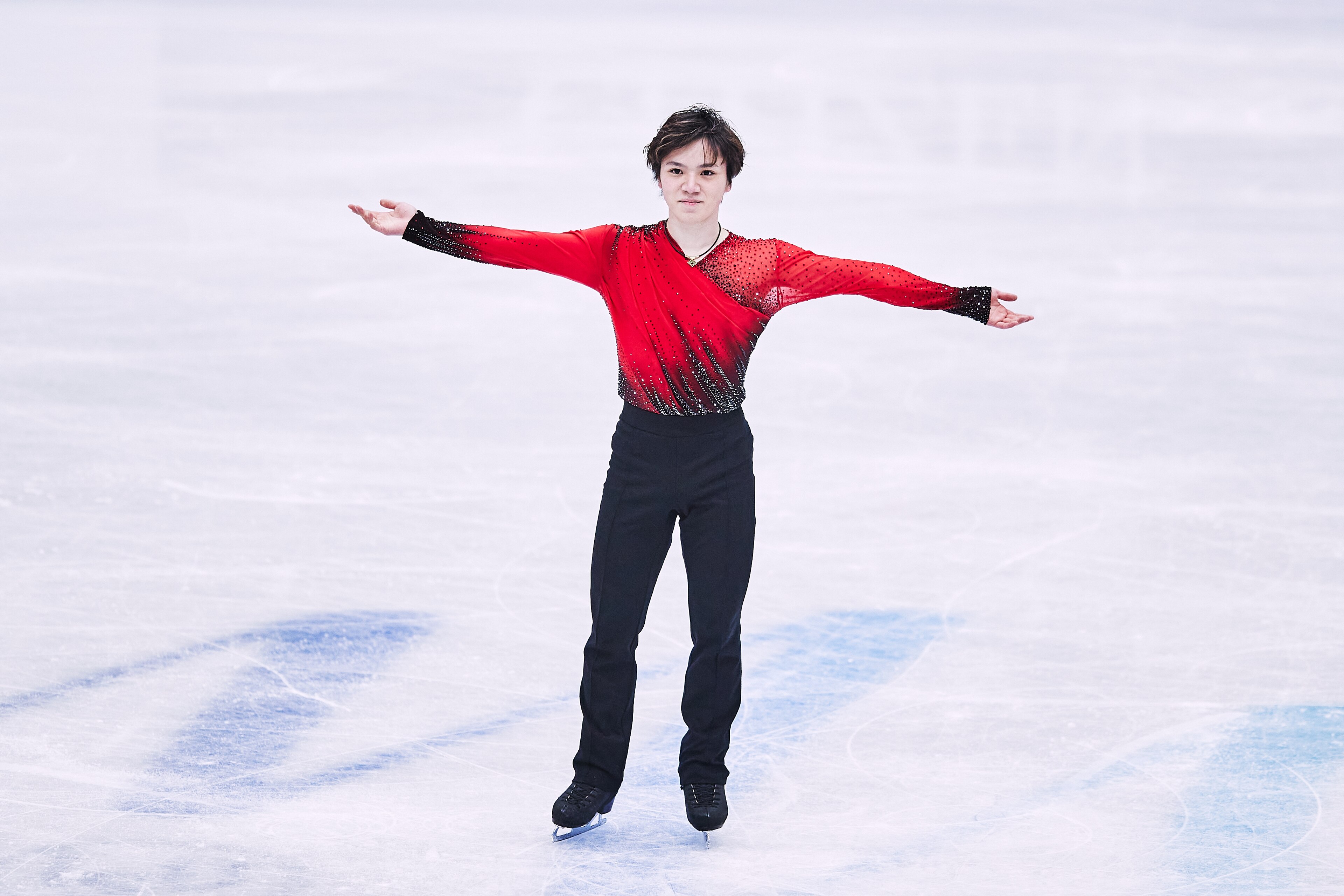MONTPELLIER, FRANCE - MARCH 24: Shoma Uno of Japan reacts in the Men's Short Program during day 2 of the ISU World Figure Skating Championships at Sud de France Arena on March 24, 2022 in Montpellier, France.  (Photo by Joosep Martinson - International Skating Union/International Skating Union via Getty Images)