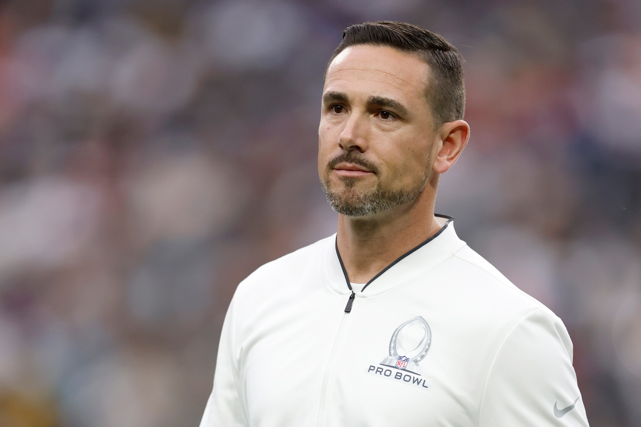 LAS VEGAS, NEVADA - FEBRUARY 06: Head coach Matt LaFleur of the NFC looks on during the 2022 NFL Pro Bowl against the AFC at Allegiant Stadium on February 06, 2022 in Las Vegas, Nevada.  (Photo by Christian Petersen/Getty Images)