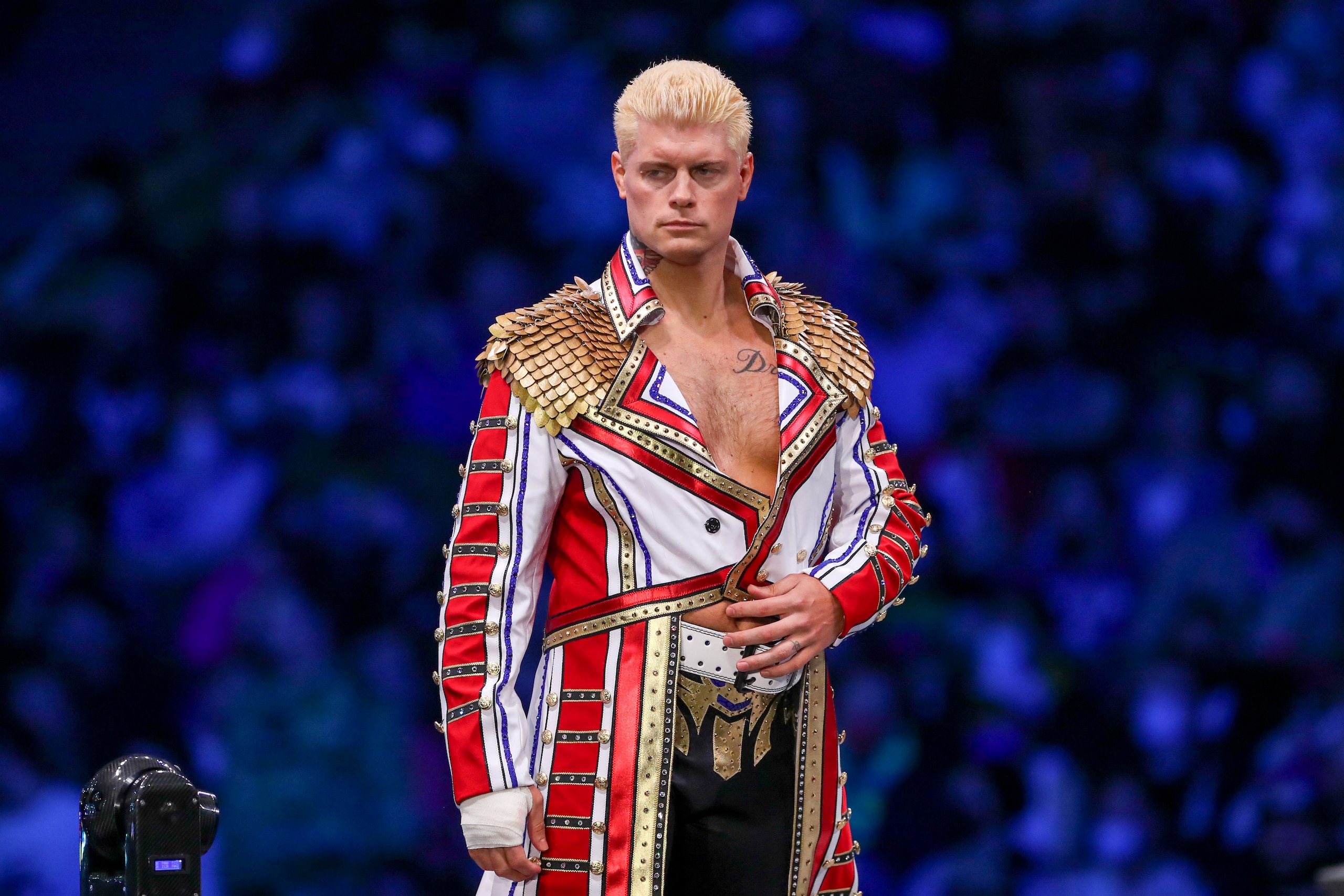 CLEVELAND, OH - JANUARY 26: Cody Rhodes is introduced during AEW Dynamite on January 26, 2022, at the Wolstein Center in Cleveland, OH. (Photo by Frank Jansky/Icon Sportswire via Getty Images) CLEVELAND, OH - JANUARY 26: Cody Rhodes is introduced during AEW Dynamite on January 26, 2022, at the Wolstein Center in Cleveland, OH. (Photo by Frank Jansky/Icon Sportswire via Getty Images)