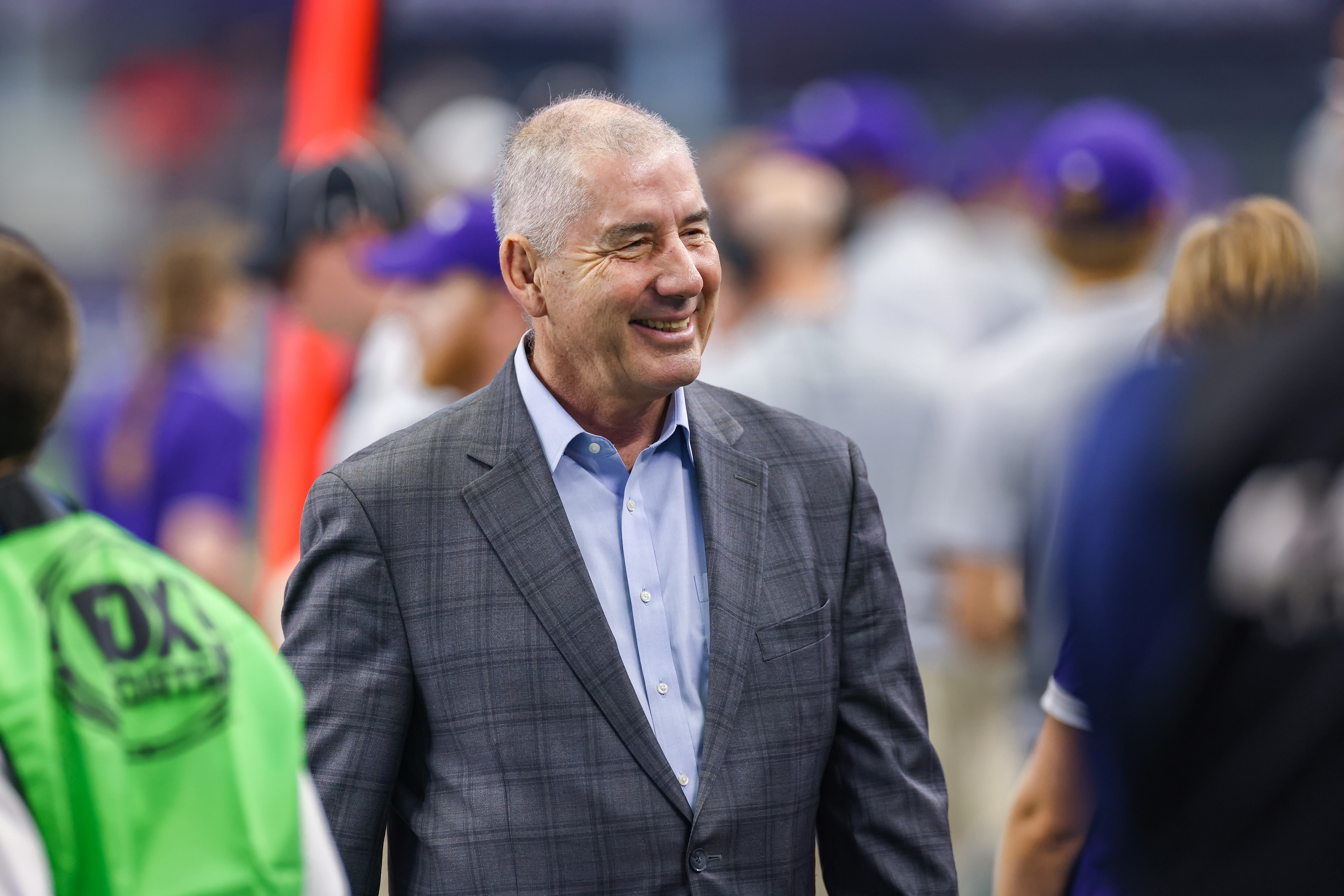 ARLINGTON, TX - SEPTEMBER 04: Big 12 Commissioner Bob Bowlsby looks on from the sideline during the Allstate Kickoff Classic college football game between the Stanford Cardinal and Kansas State Wildcats on September 4, 2021 at AT&T Stadium in Arlington, TX. (Photo by  Matthew Visinsky/Icon Sportswire via Getty Images)