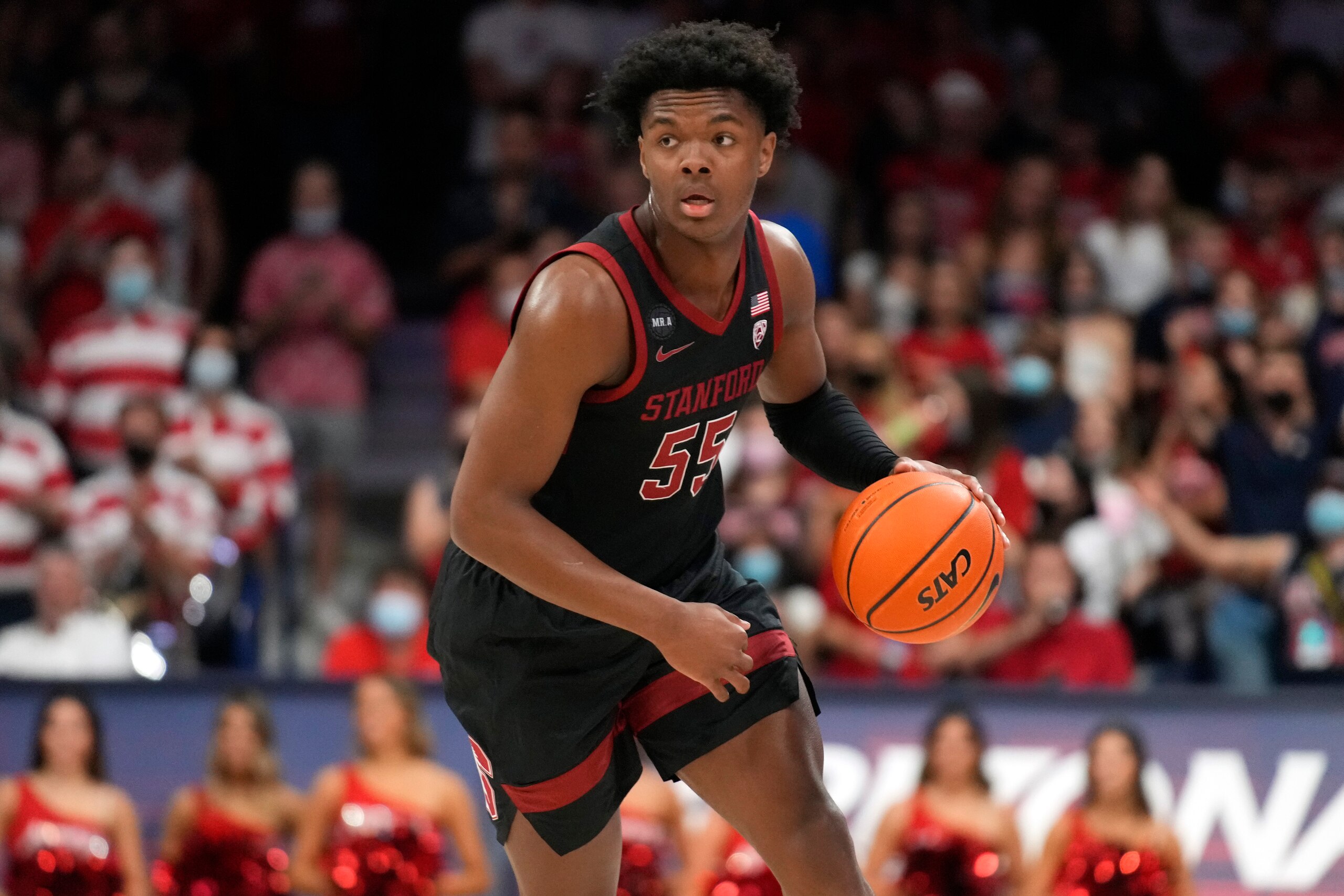 Stanford forward Harrison Ingram (55) during the first half of an NCAA college basketball game against Arizona, Thursday, March 3, 2022, in Tucson, Ariz. (AP Photo/Rick Scuteri) Stanford forward Harrison Ingram (55) during the first half of an NCAA college basketball game against Arizona, Thursday, March 3, 2022, in Tucson, Ariz. (AP Photo/Rick Scuteri)